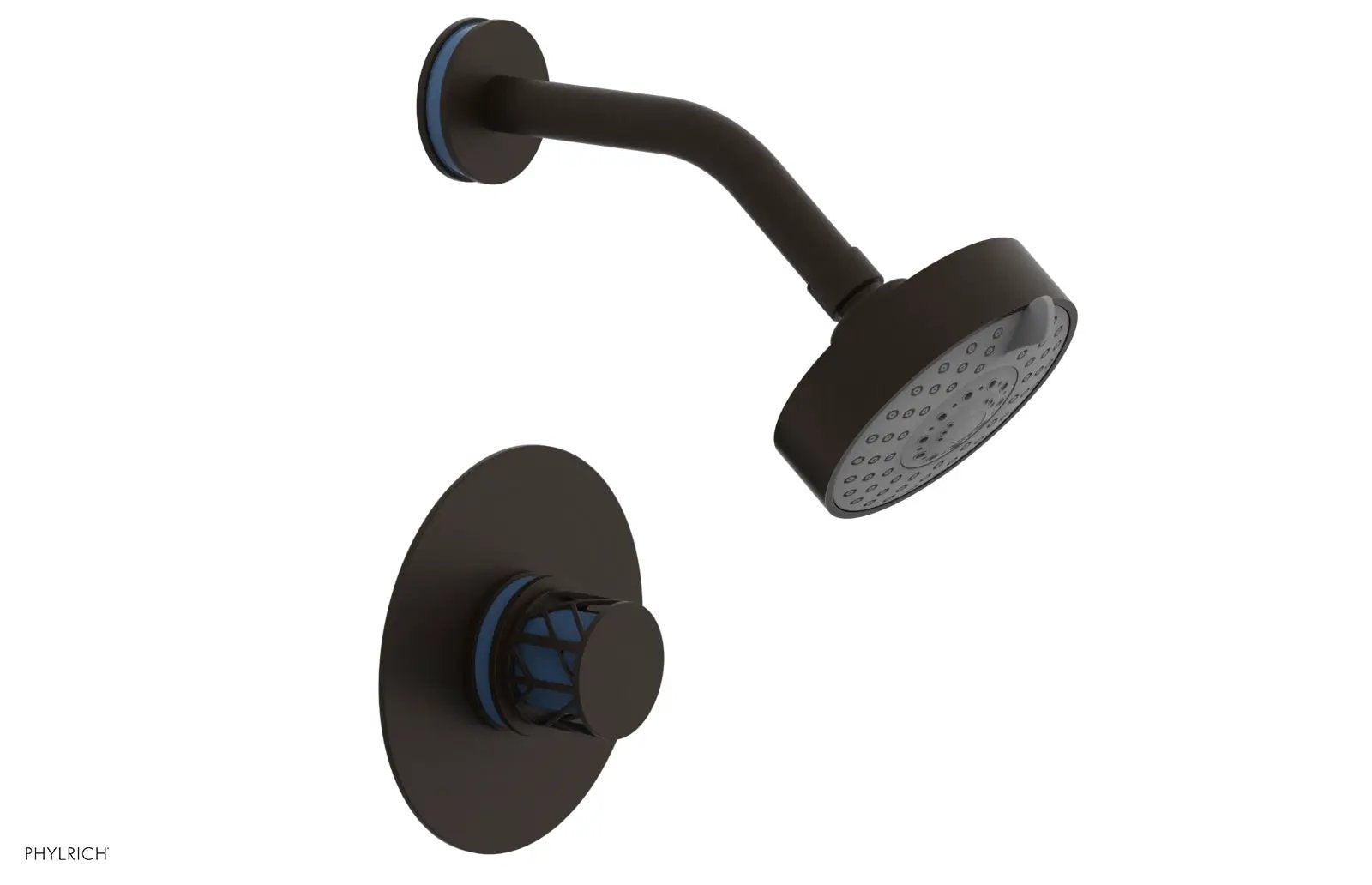 Phylrich JOLIE Pressure Balance Shower Set - Round Handle with "Light Blue" Accents by Phylrich