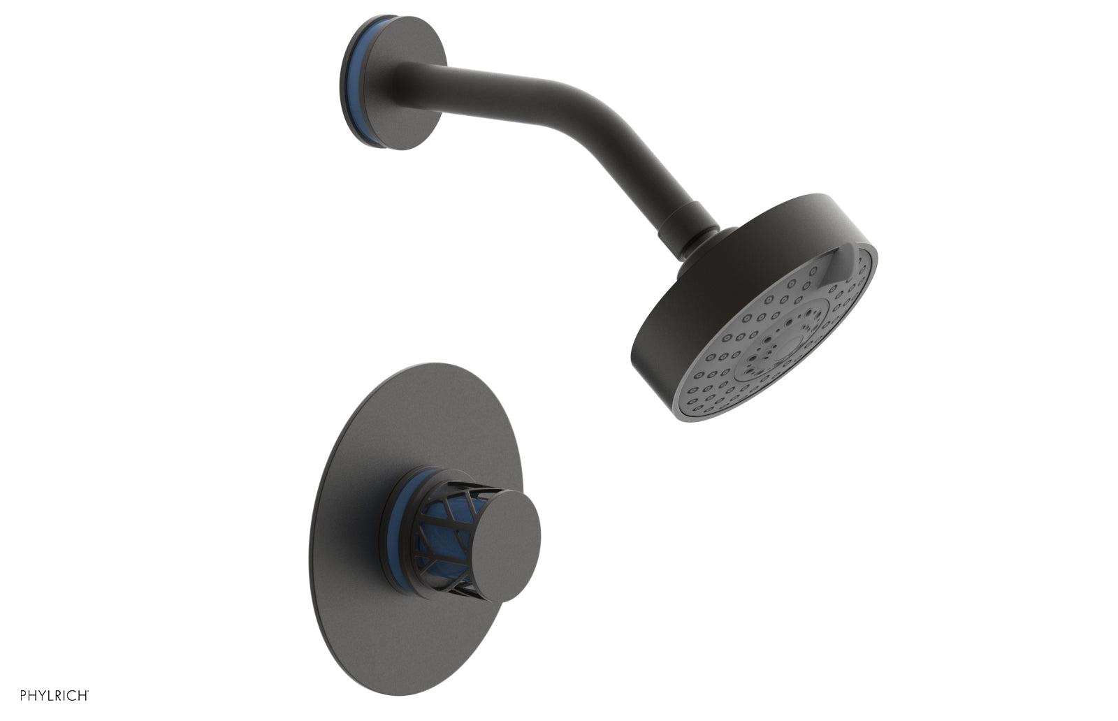 Phylrich JOLIE Pressure Balance Shower Set - Round Handle with "Light Blue" Accents by Phylrich
