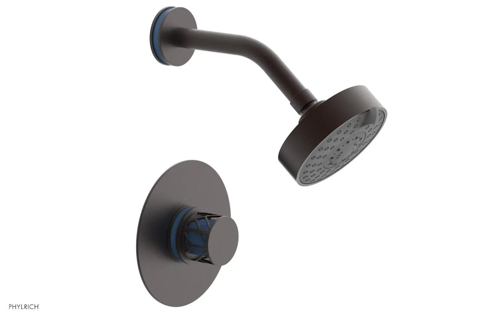 Phylrich JOLIE Pressure Balance Shower Set - Round Handle with "Light Blue" Accents by Phylrich