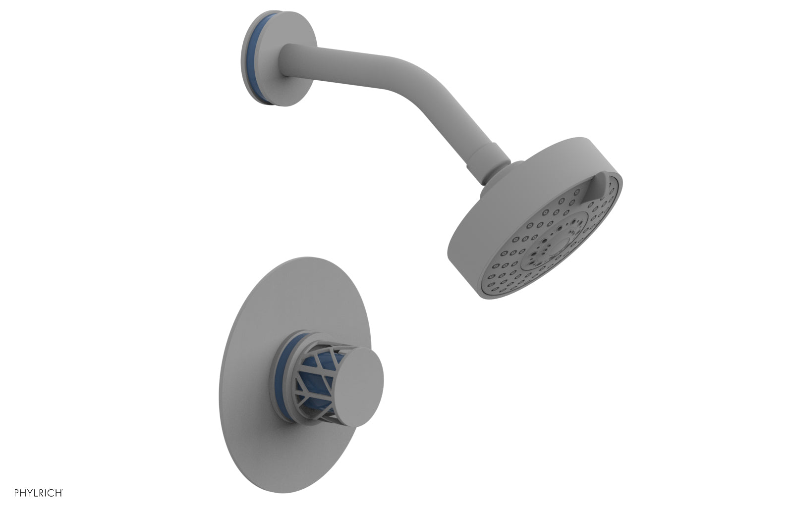 Phylrich JOLIE Pressure Balance Shower Set - Round Handle with "Light Blue" Accents
