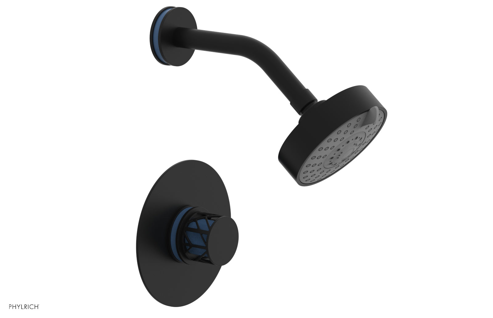 Phylrich JOLIE Pressure Balance Shower Set - Round Handle with "Light Blue" Accents by Phylrich