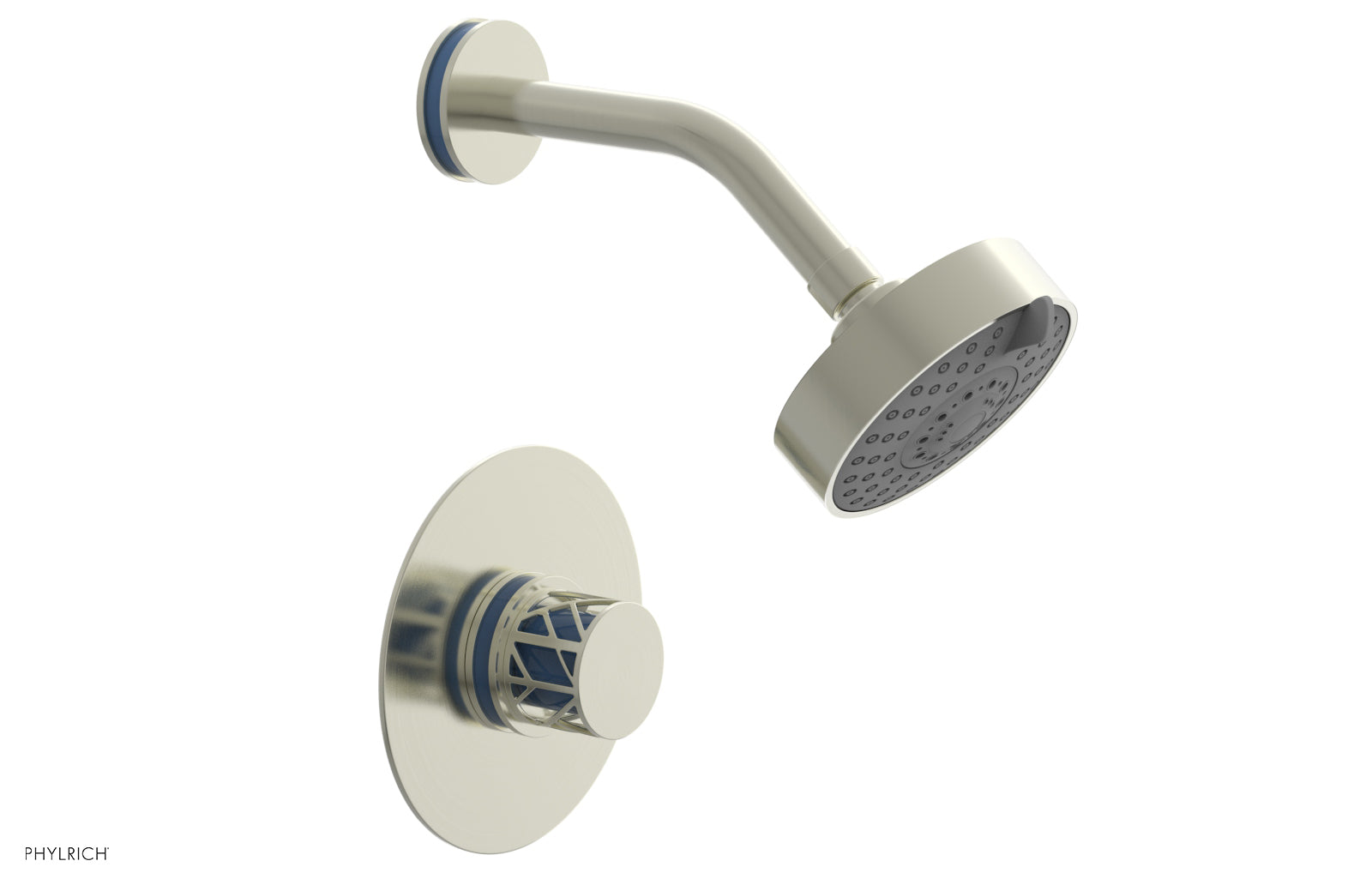 Phylrich JOLIE Pressure Balance Shower Set - Round Handle with "Light Blue" Accents by Phylrich