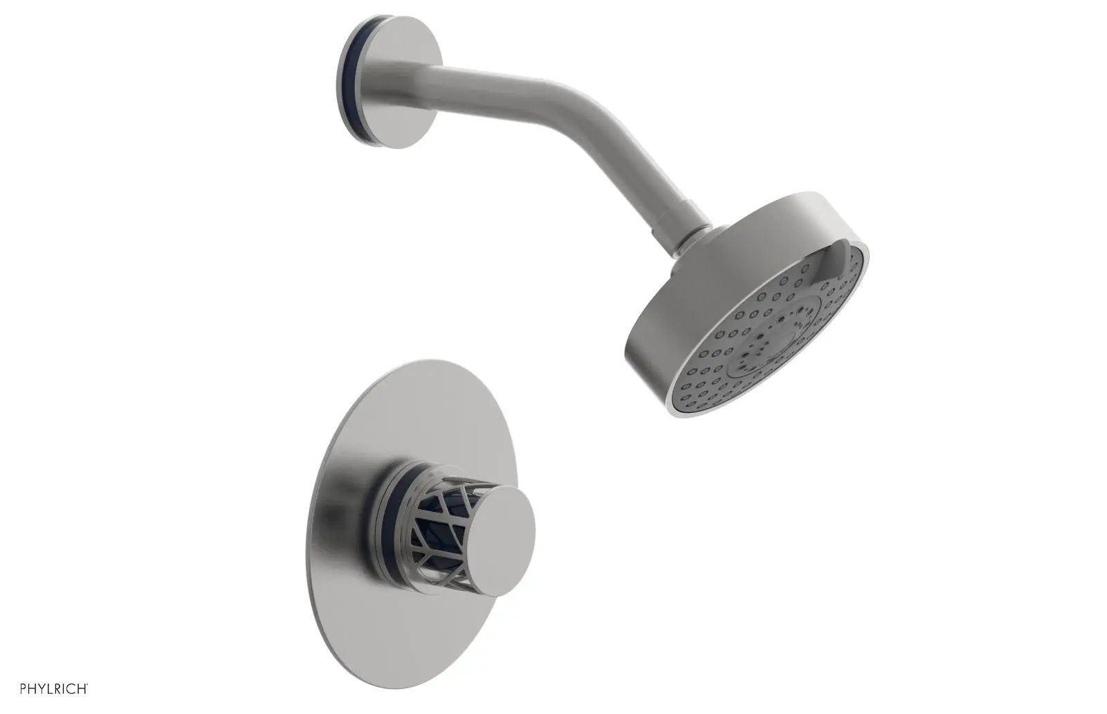 Phylrich JOLIE Pressure Balance Shower Set - Round Handle with "Navy Blue" Accents by Phylrich