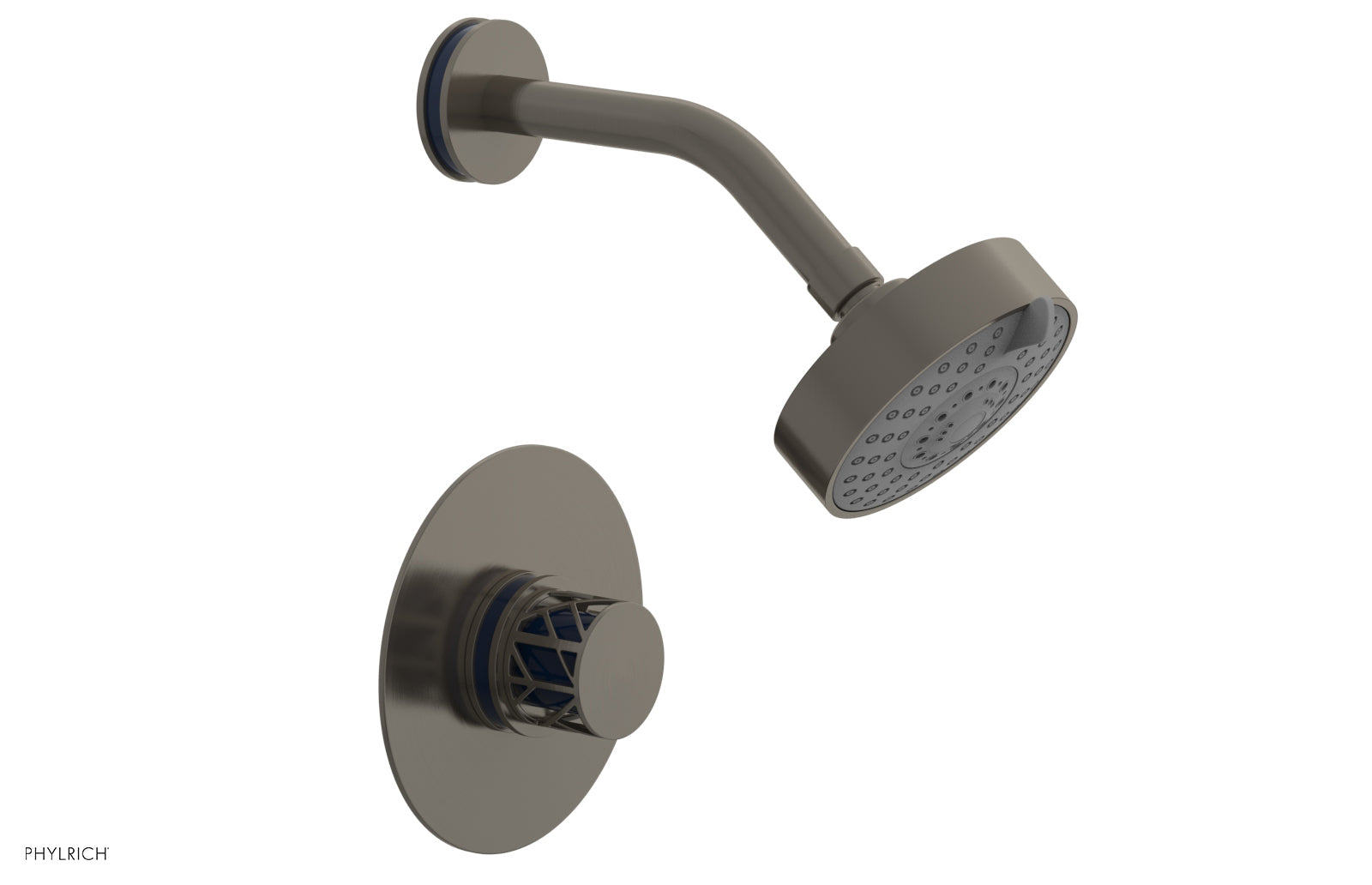 Phylrich JOLIE Pressure Balance Shower Set - Round Handle with "Navy Blue" Accents