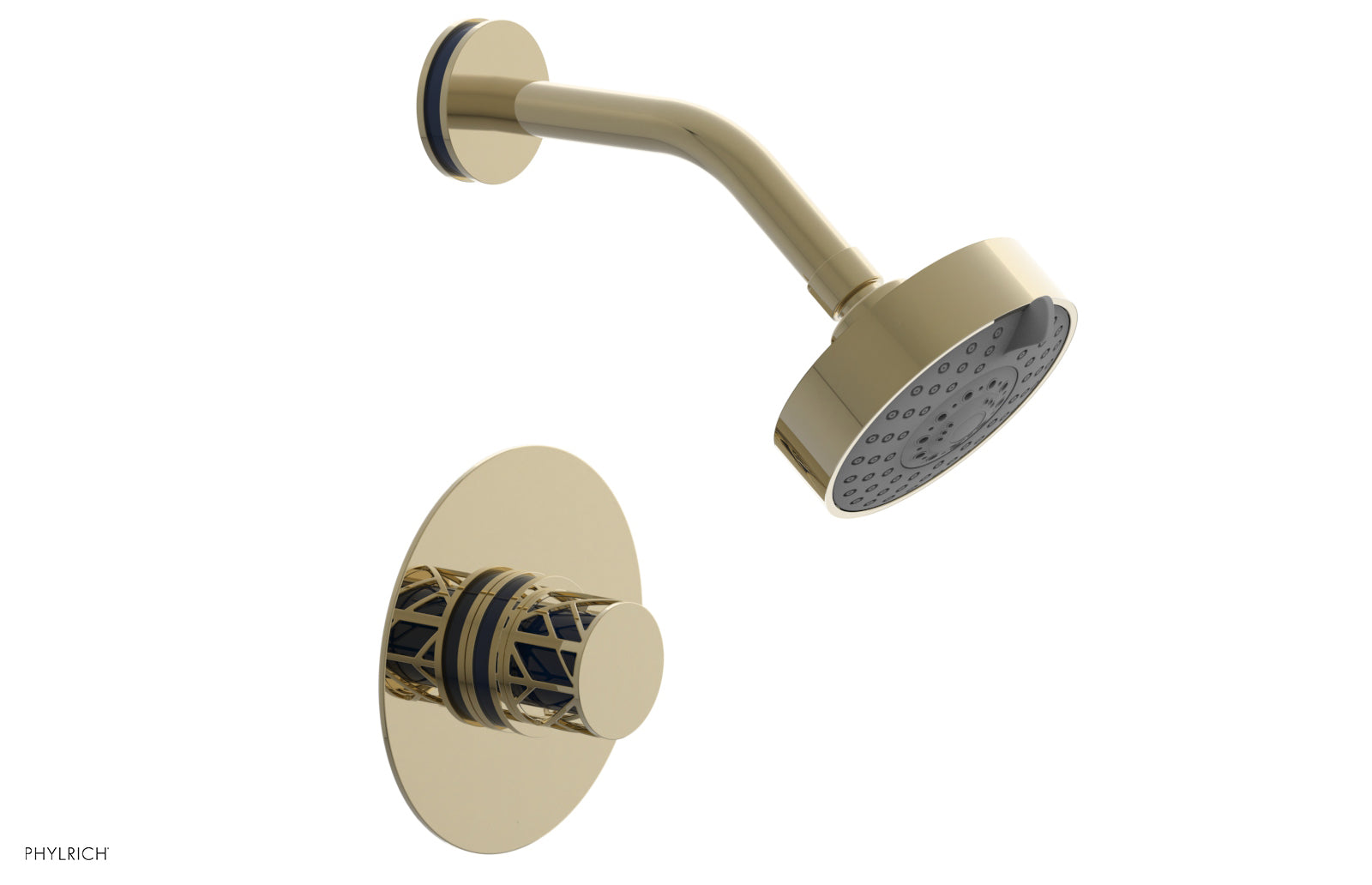 Phylrich JOLIE Pressure Balance Shower Set - Round Handle with "Navy Blue" Accents