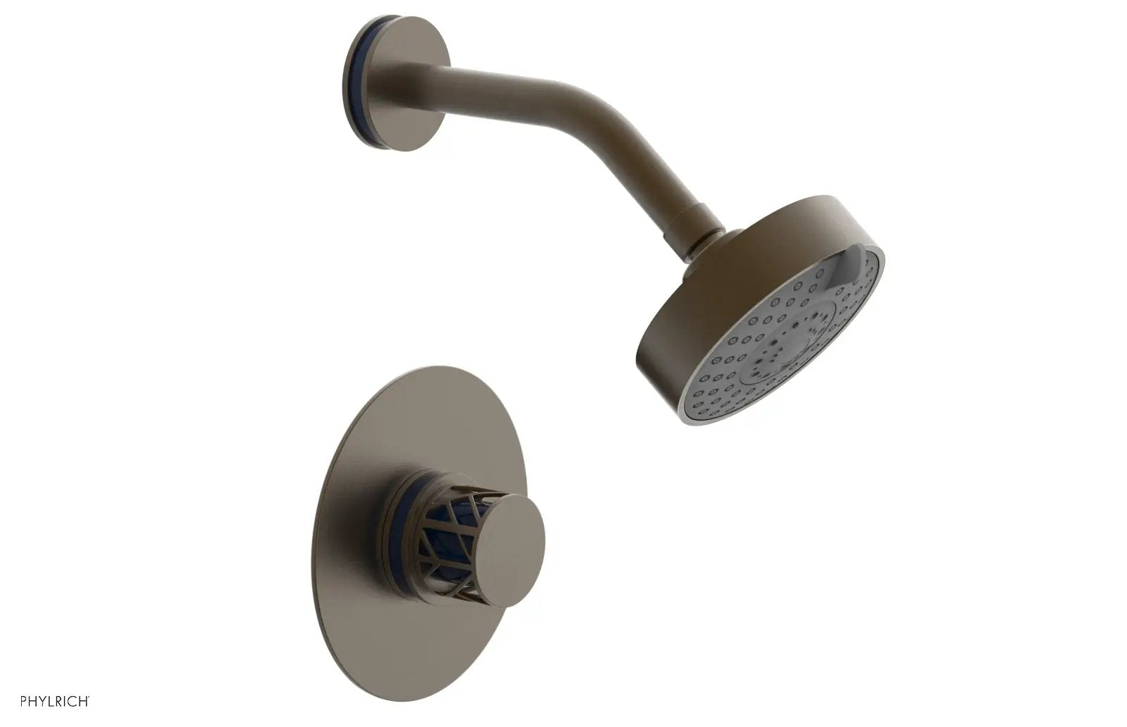 Phylrich JOLIE Pressure Balance Shower Set - Round Handle with "Navy Blue" Accents by Phylrich