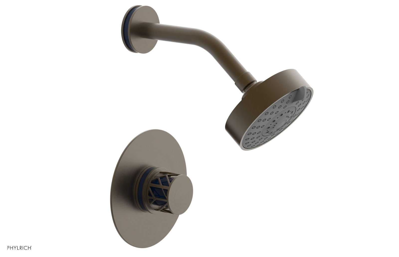 Phylrich JOLIE Pressure Balance Shower Set - Round Handle with "Navy Blue" Accents