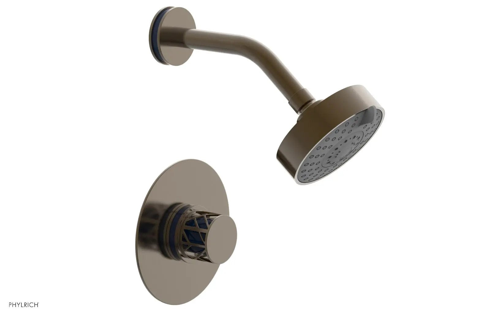 Phylrich JOLIE Pressure Balance Shower Set - Round Handle with "Navy Blue" Accents by Phylrich