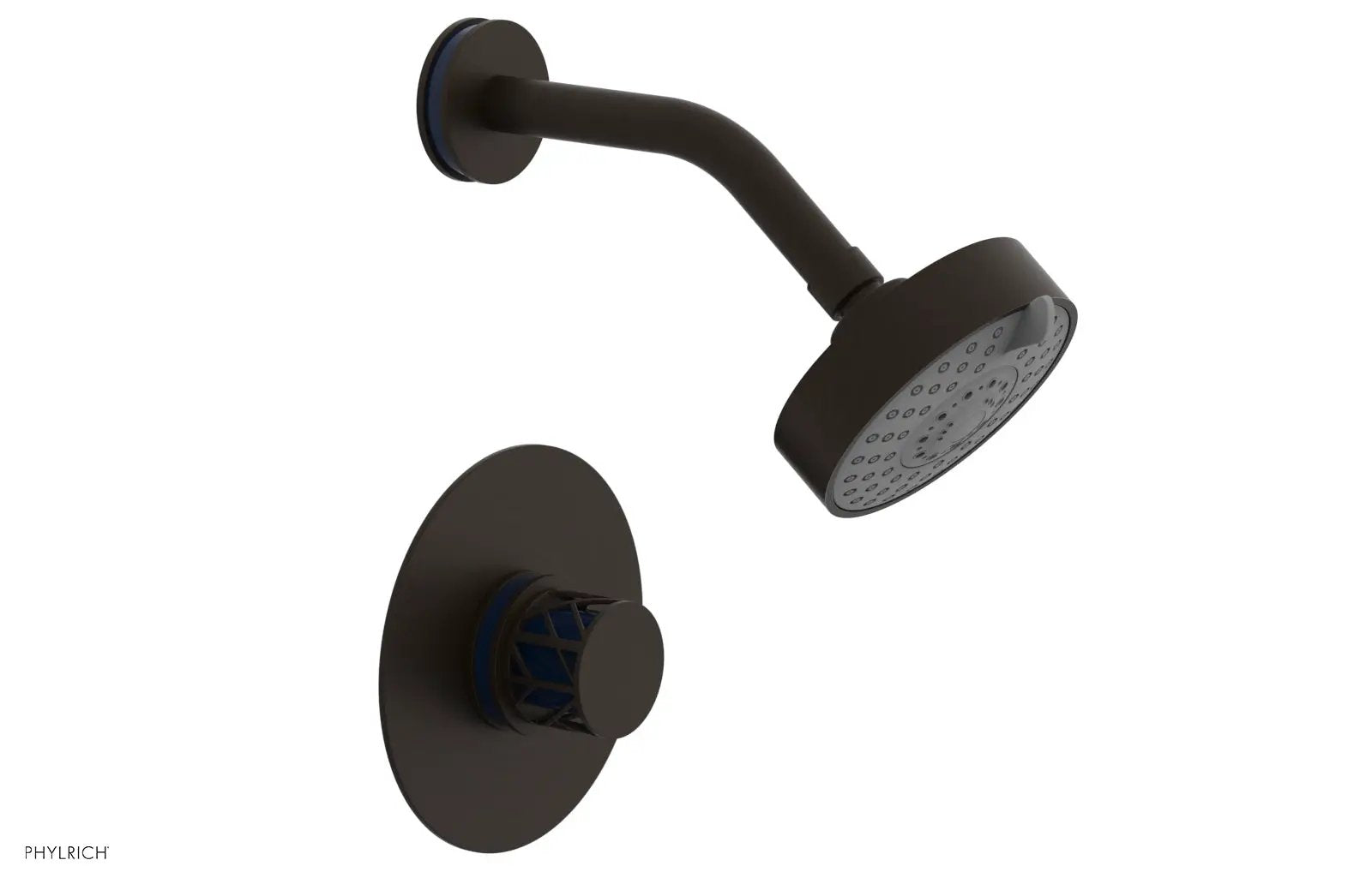 Phylrich JOLIE Pressure Balance Shower Set - Round Handle with "Navy Blue" Accents by Phylrich