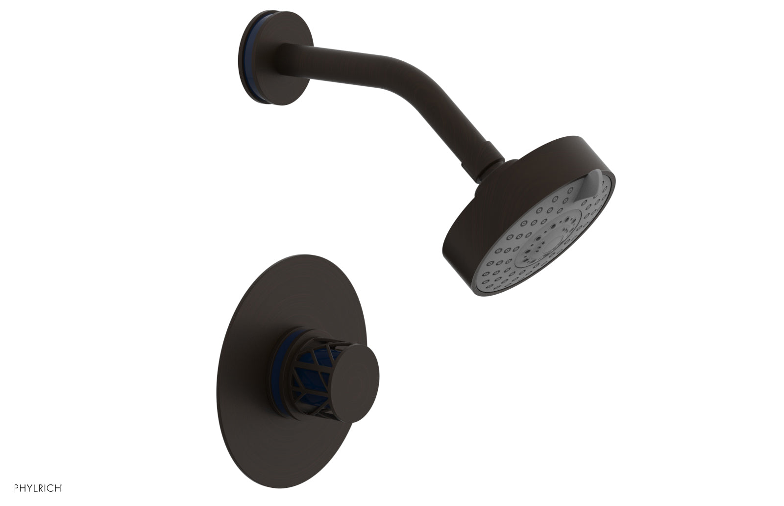 Phylrich JOLIE Pressure Balance Shower Set - Round Handle with "Navy Blue" Accents