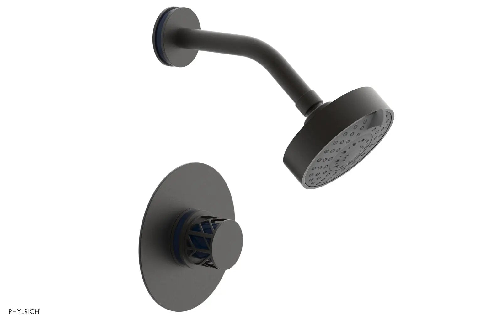 Phylrich JOLIE Pressure Balance Shower Set - Round Handle with "Navy Blue" Accents by Phylrich