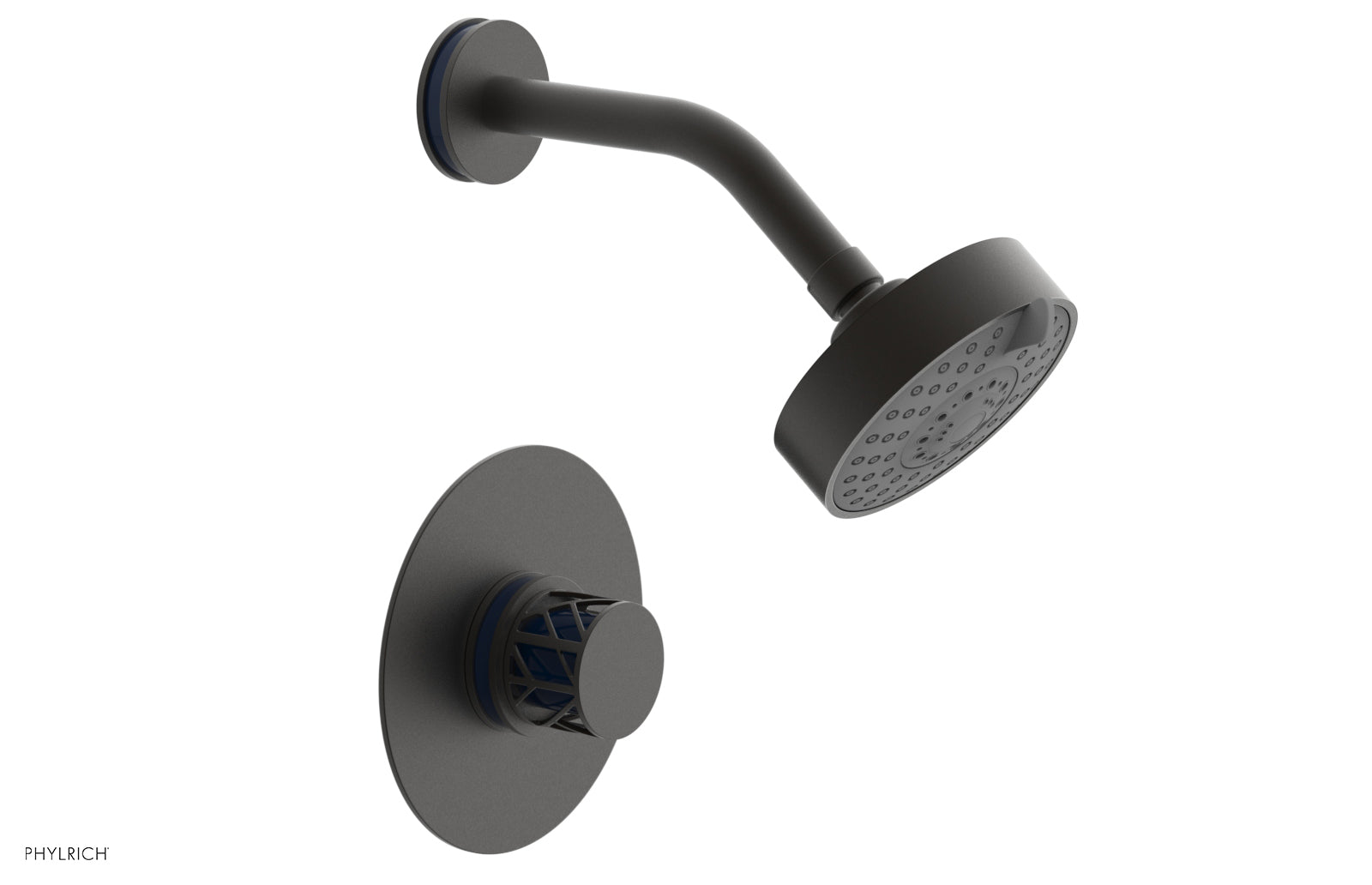 Phylrich JOLIE Pressure Balance Shower Set - Round Handle with "Navy Blue" Accents