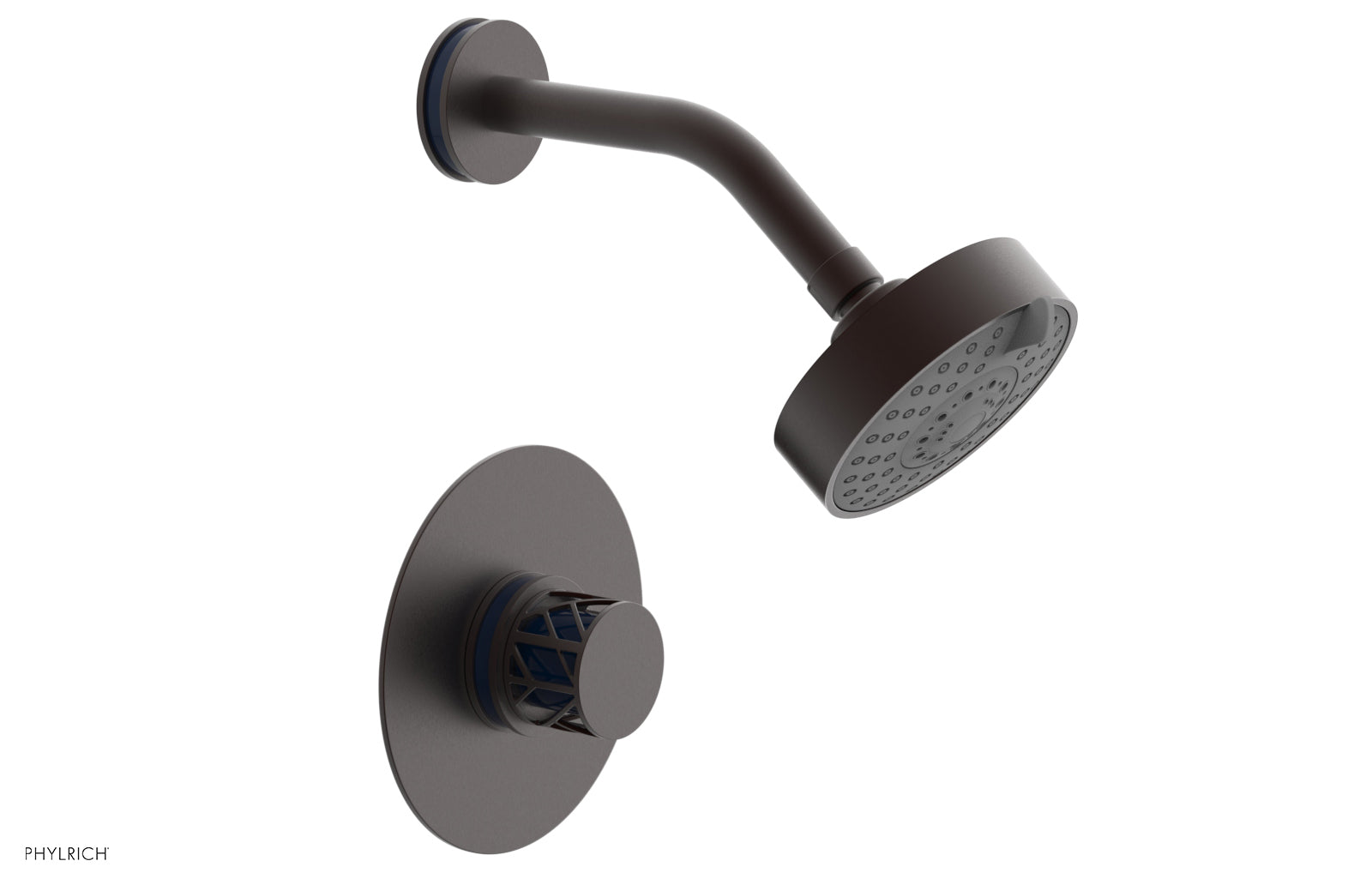 Phylrich JOLIE Pressure Balance Shower Set - Round Handle with "Navy Blue" Accents