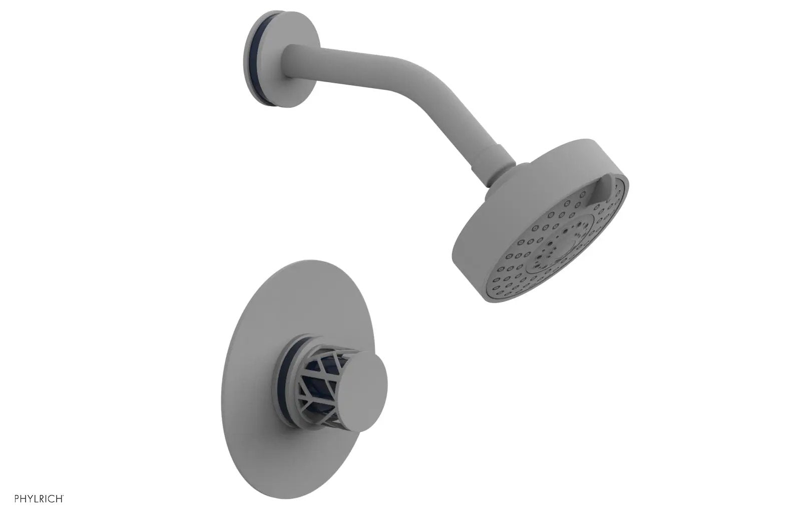 Phylrich JOLIE Pressure Balance Shower Set - Round Handle with "Navy Blue" Accents by Phylrich
