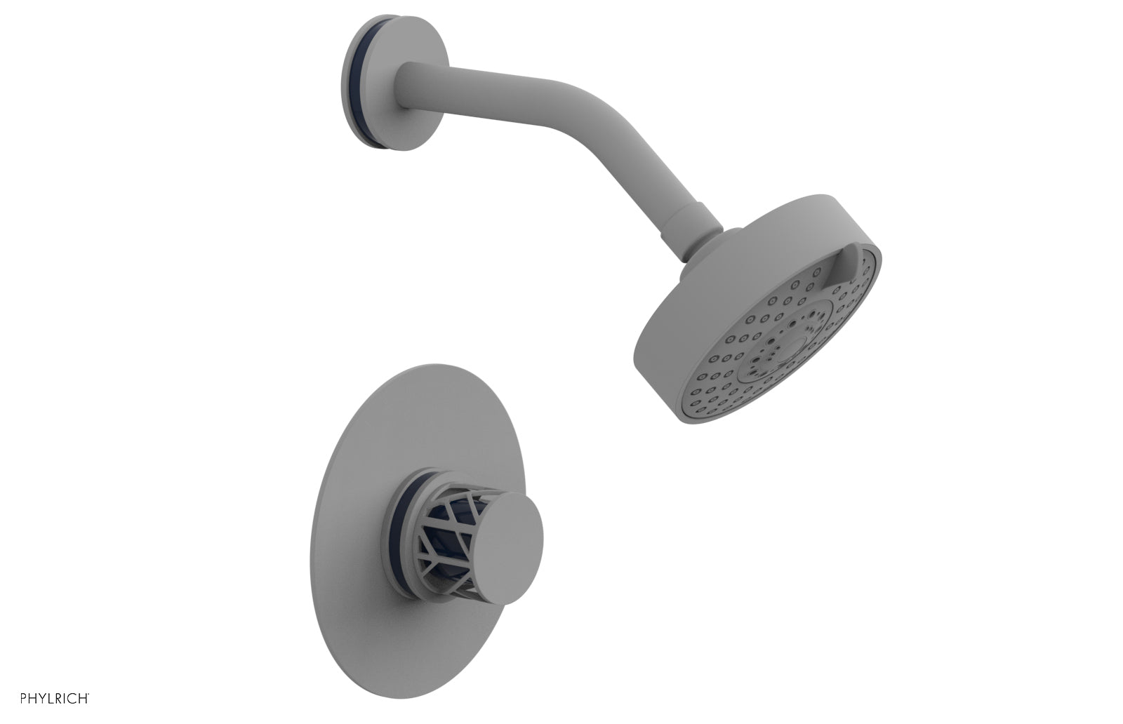 Phylrich JOLIE Pressure Balance Shower Set - Round Handle with "Navy Blue" Accents