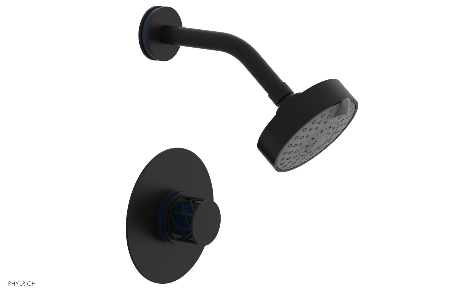 Phylrich JOLIE Pressure Balance Shower Set - Round Handle with "Navy Blue" Accents