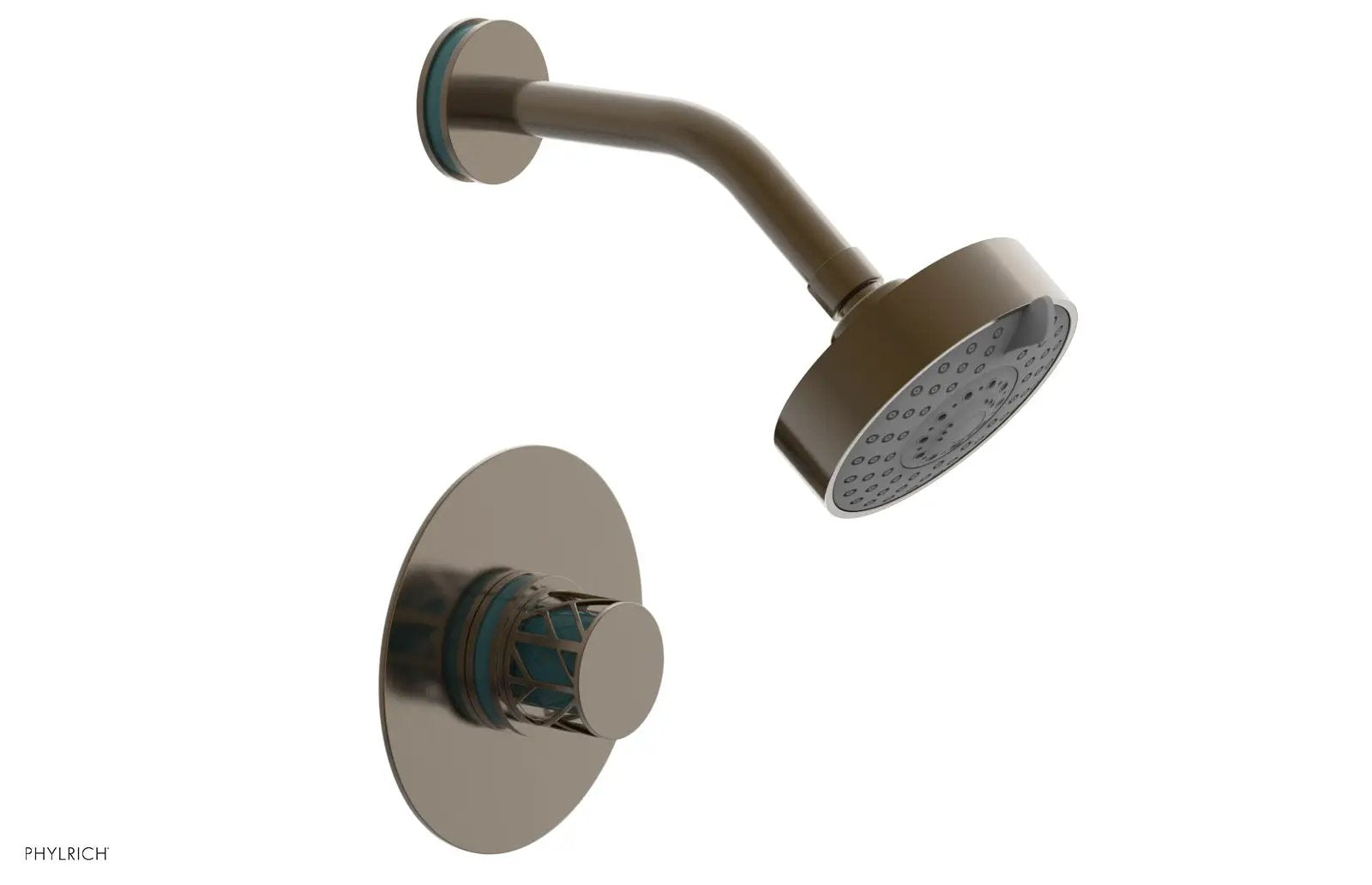 Phylrich JOLIE Pressure Balance Shower Set - Round Handle with "Turquoise" Accents by Phylrich