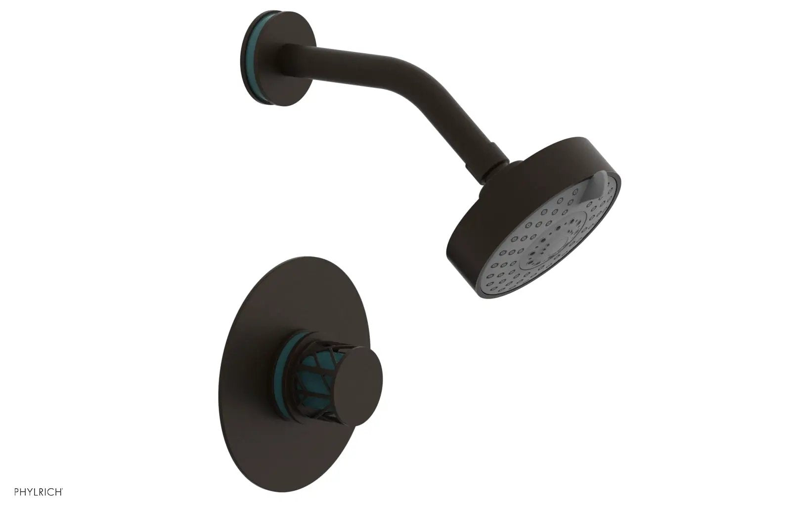 Phylrich JOLIE Pressure Balance Shower Set - Round Handle with "Turquoise" Accents by Phylrich