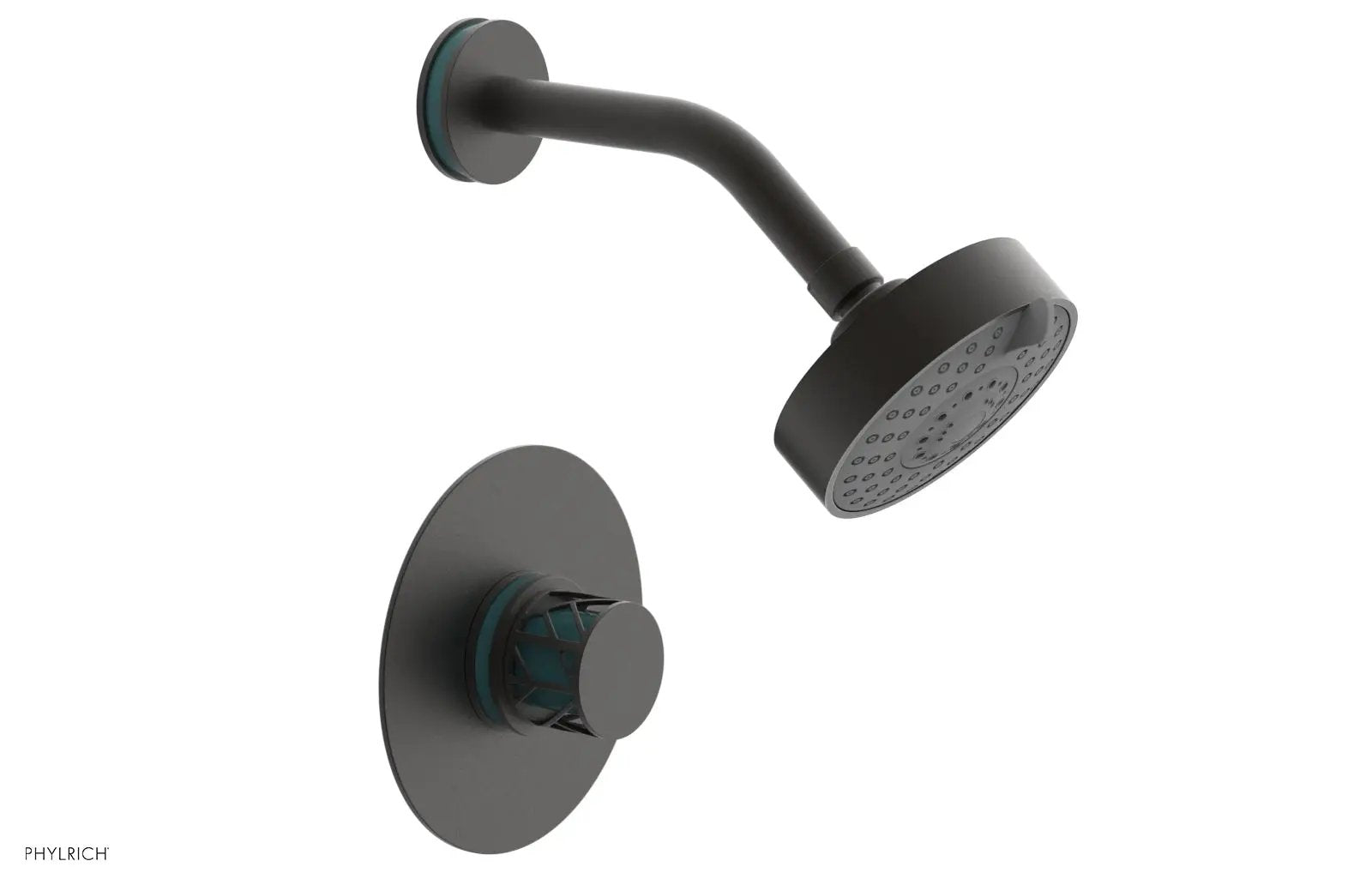 Phylrich JOLIE Pressure Balance Shower Set - Round Handle with "Turquoise" Accents by Phylrich