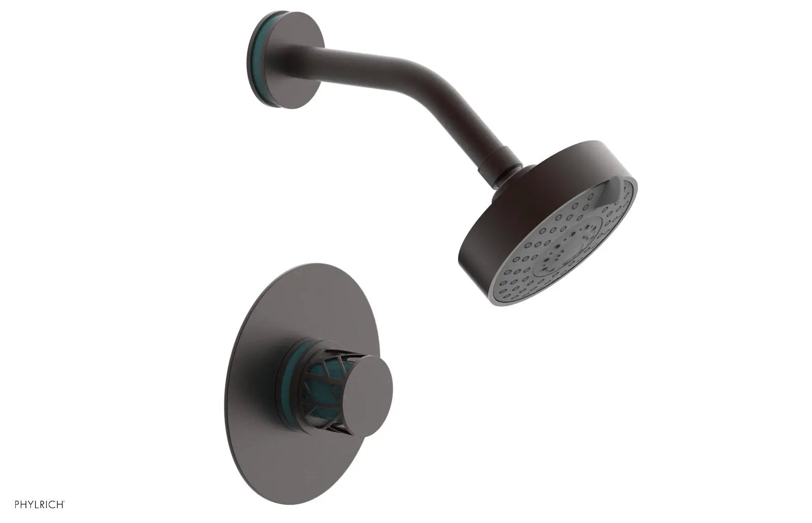 Phylrich JOLIE Pressure Balance Shower Set - Round Handle with "Turquoise" Accents by Phylrich