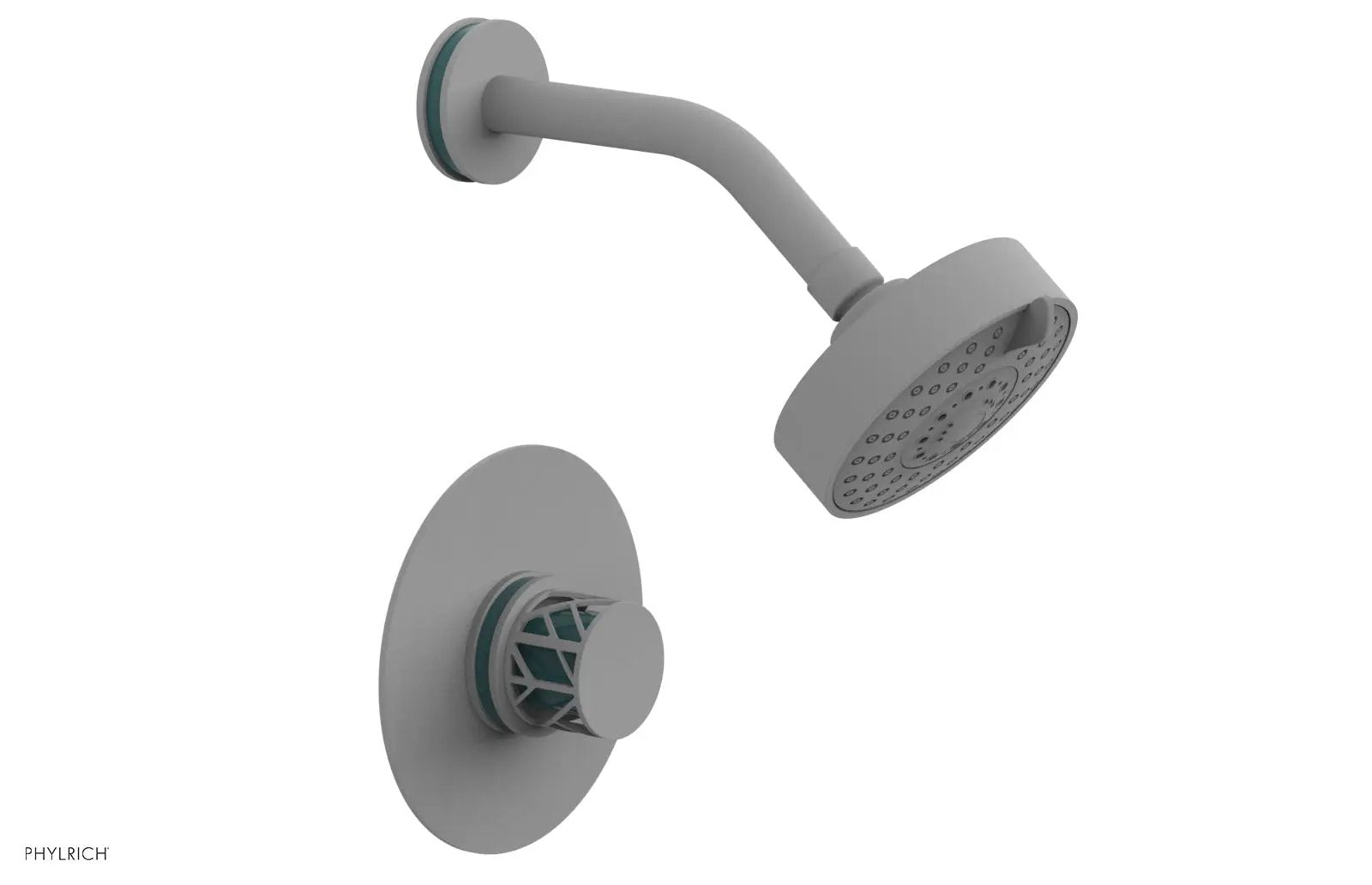 Phylrich JOLIE Pressure Balance Shower Set - Round Handle with "Turquoise" Accents by Phylrich
