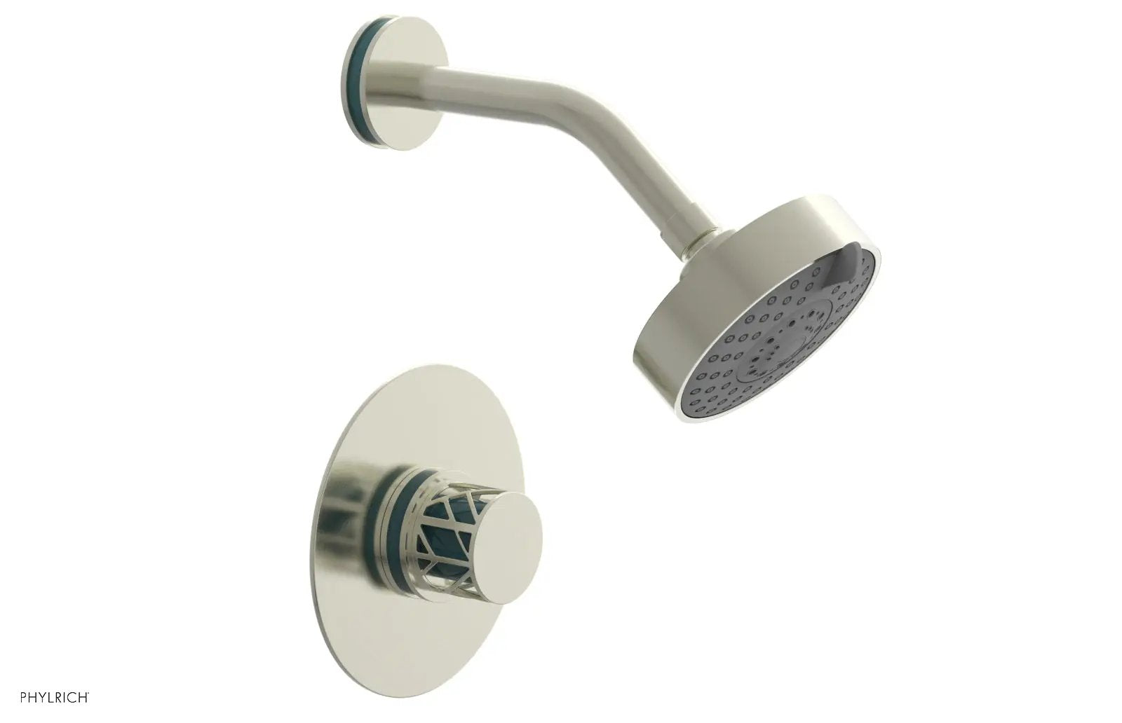 Phylrich JOLIE Pressure Balance Shower Set - Round Handle with "Turquoise" Accents by Phylrich