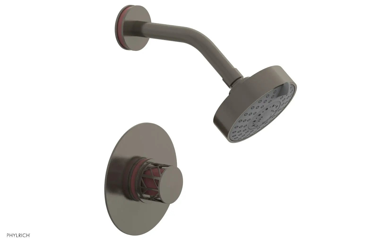 Phylrich JOLIE Pressure Balance Shower Set - Round Handle with "Pink" Accents by Phylrich