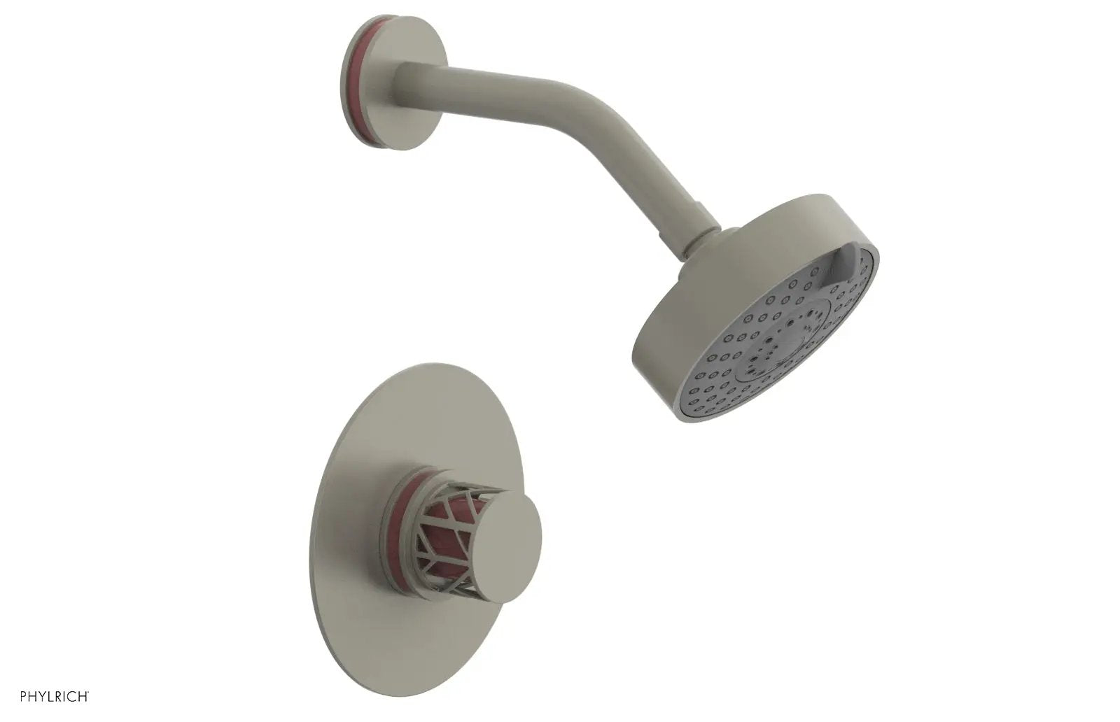 Phylrich JOLIE Pressure Balance Shower Set - Round Handle with "Pink" Accents by Phylrich