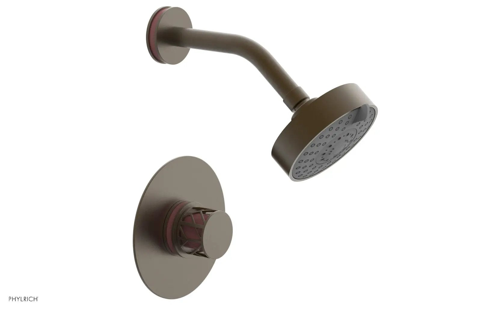Phylrich JOLIE Pressure Balance Shower Set - Round Handle with "Pink" Accents by Phylrich