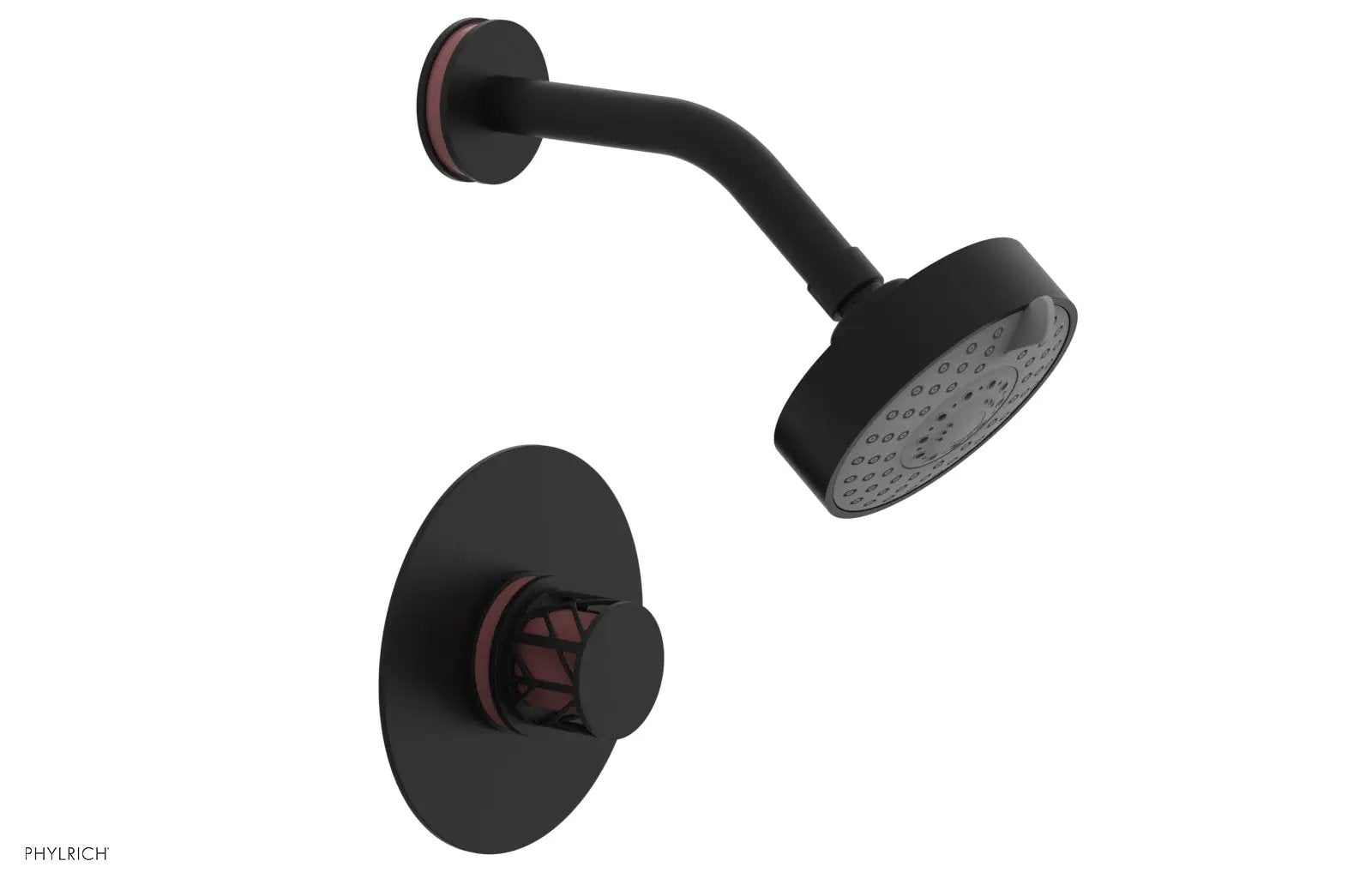 Phylrich JOLIE Pressure Balance Shower Set - Round Handle with "Pink" Accents by Phylrich