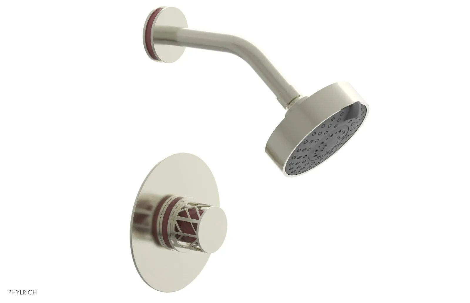 Phylrich JOLIE Pressure Balance Shower Set - Round Handle with "Pink" Accents by Phylrich