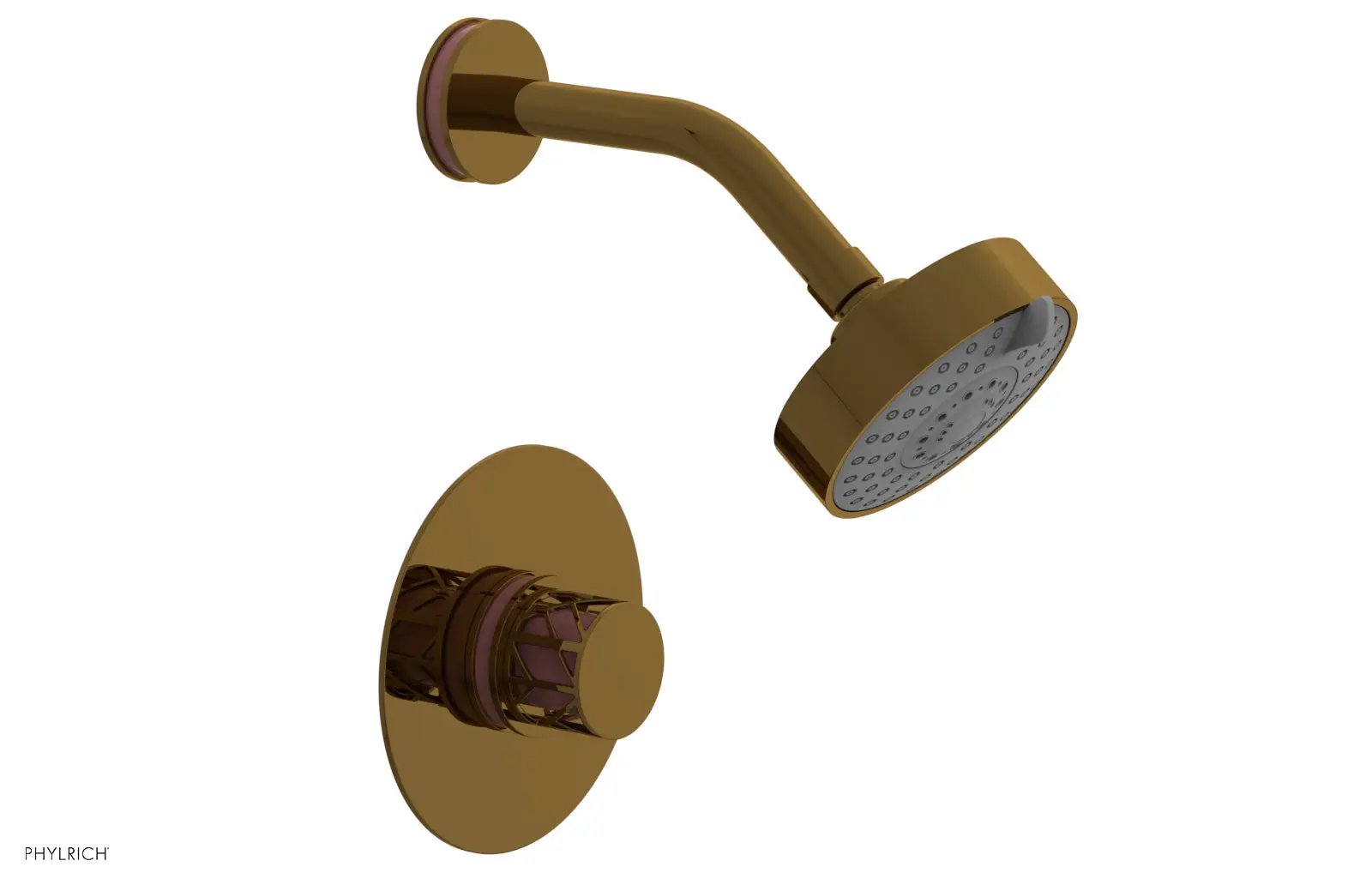 Phylrich JOLIE Pressure Balance Shower Set - Round Handle with "Pink" Accents by Phylrich