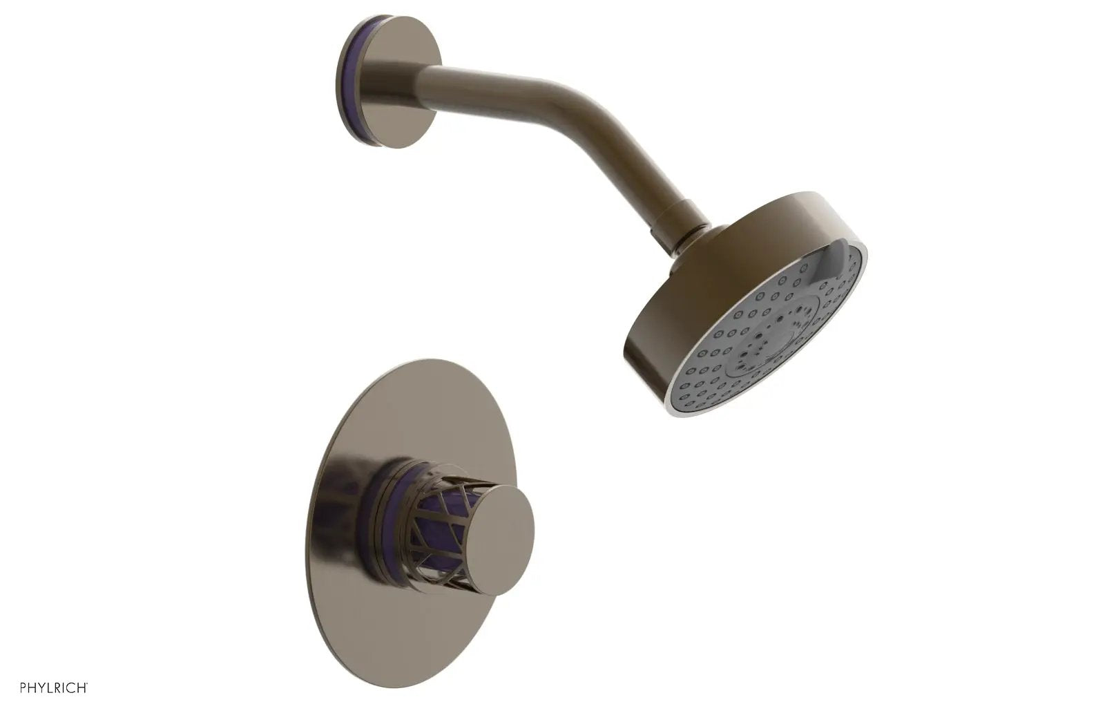 Phylrich JOLIE Pressure Balance Shower Set - Round Handle with "Purple" Accents by Phylrich