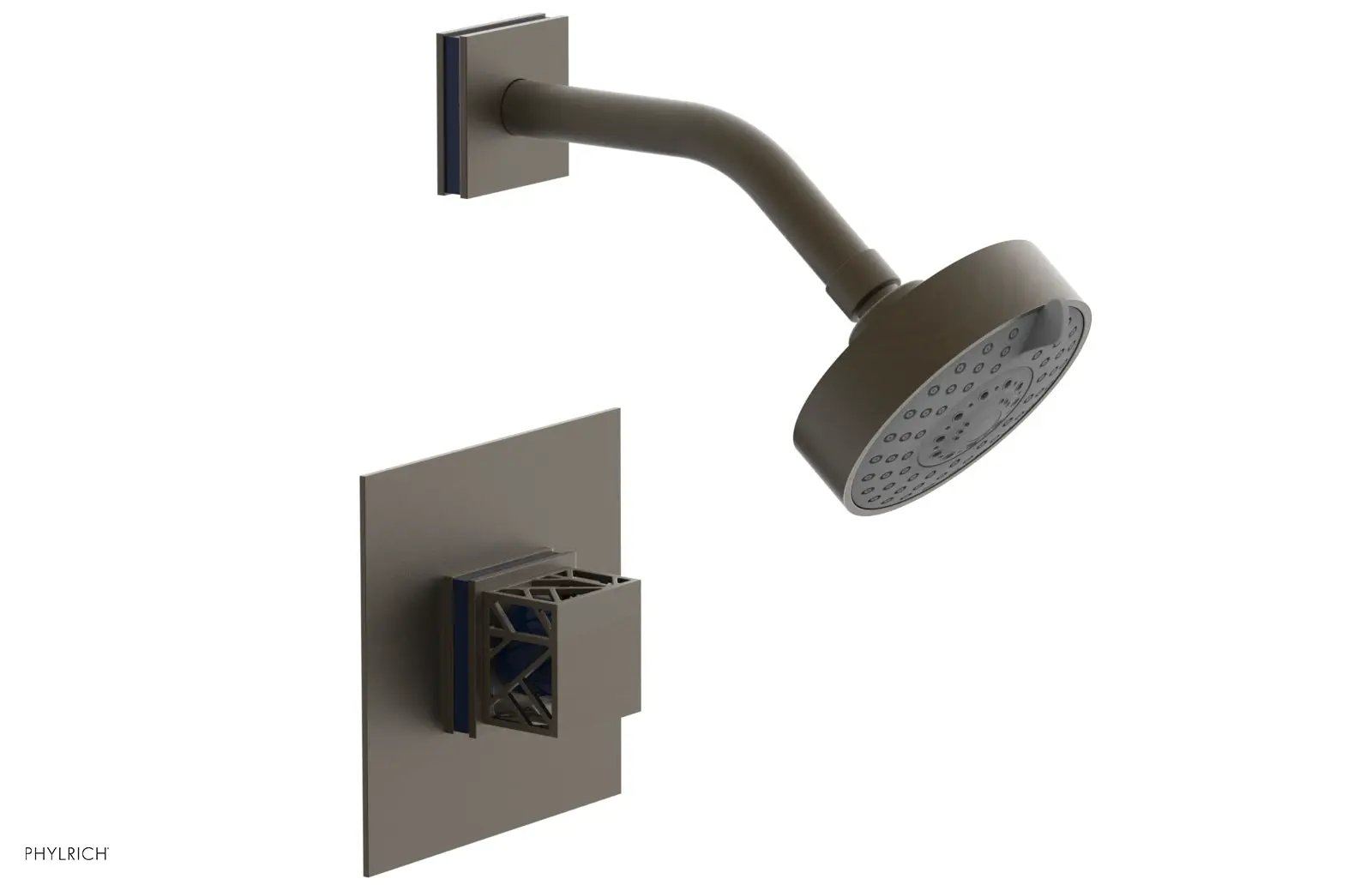 Phylrich JOLIE Pressure Balance Shower Set - Square Handle with "Navy Blue" Accents by Phylrich
