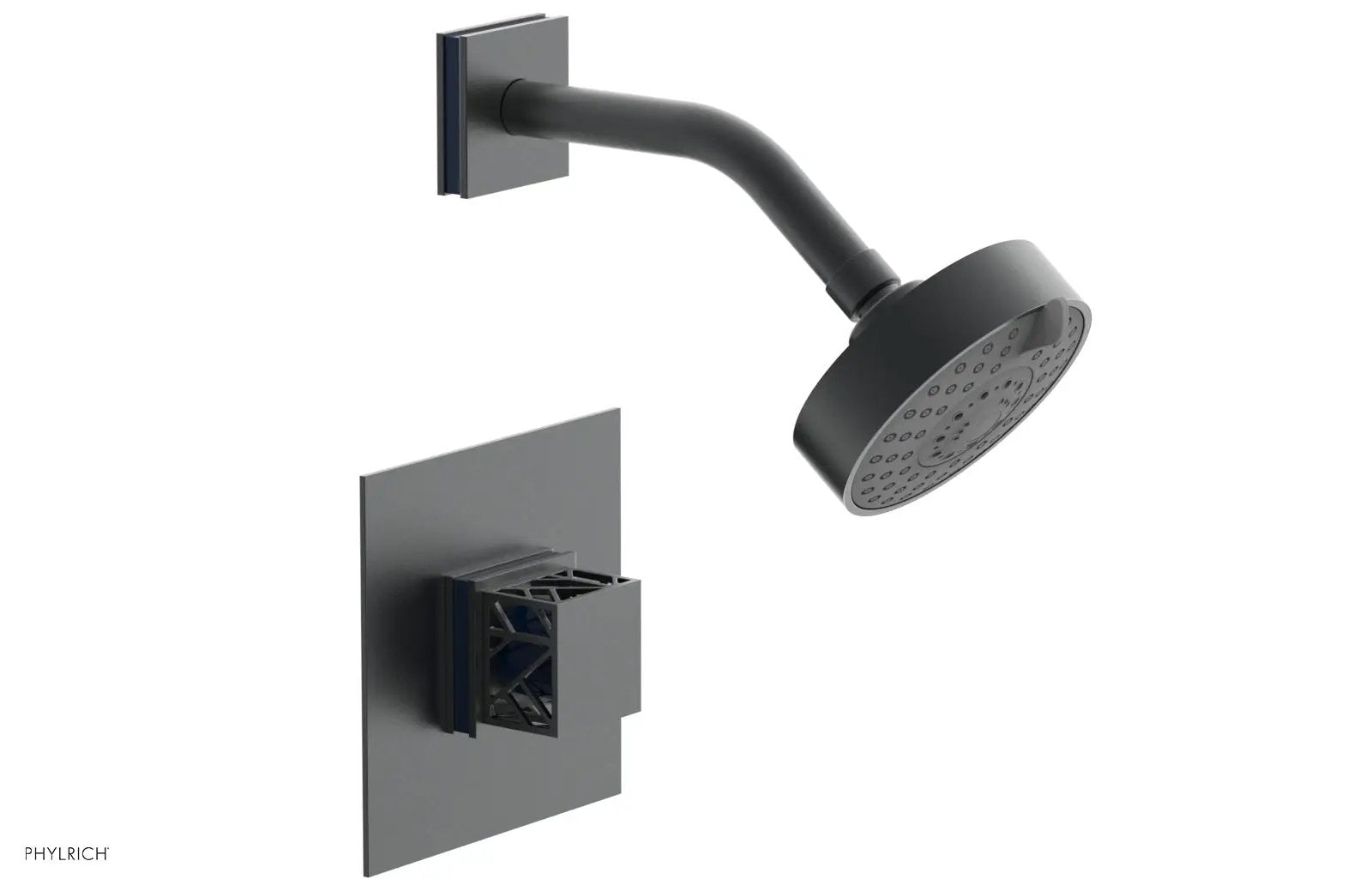 Phylrich JOLIE Pressure Balance Shower Set - Square Handle with "Navy Blue" Accents by Phylrich