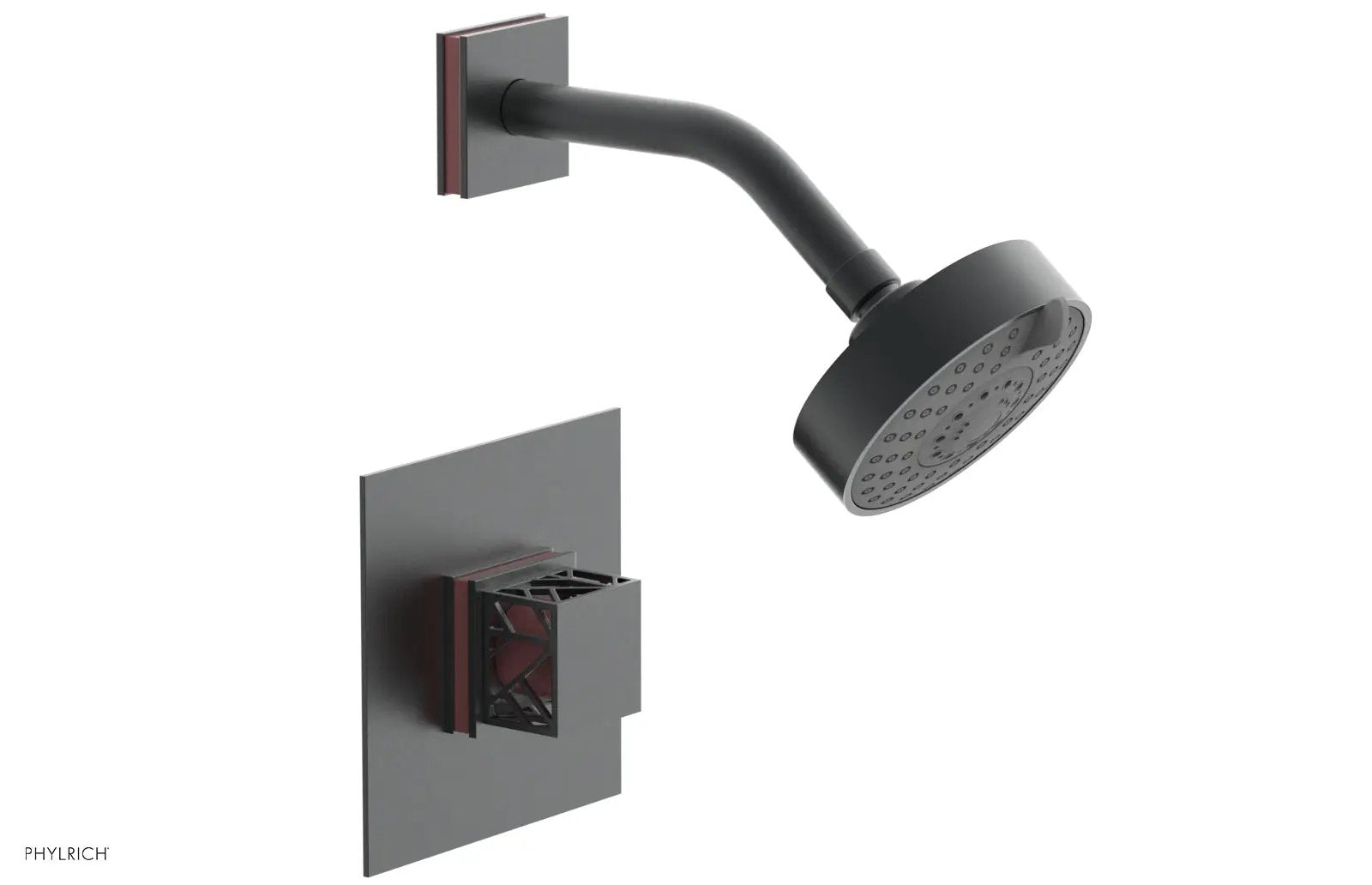 Phylrich JOLIE Pressure Balance Shower Set - Square Handle with "Pink" Accents by Phylrich