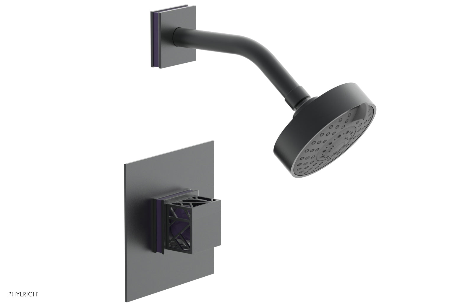 Phylrich JOLIE Pressure Balance Shower Set - Square Handle with "Purple" Accents