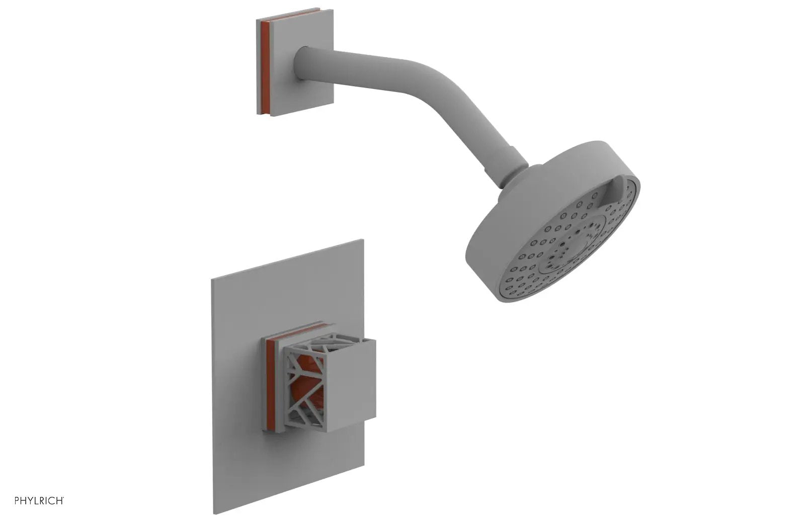 Phylrich JOLIE Pressure Balance Shower Set - Square Handle with "Orange" Accents by Phylrich
