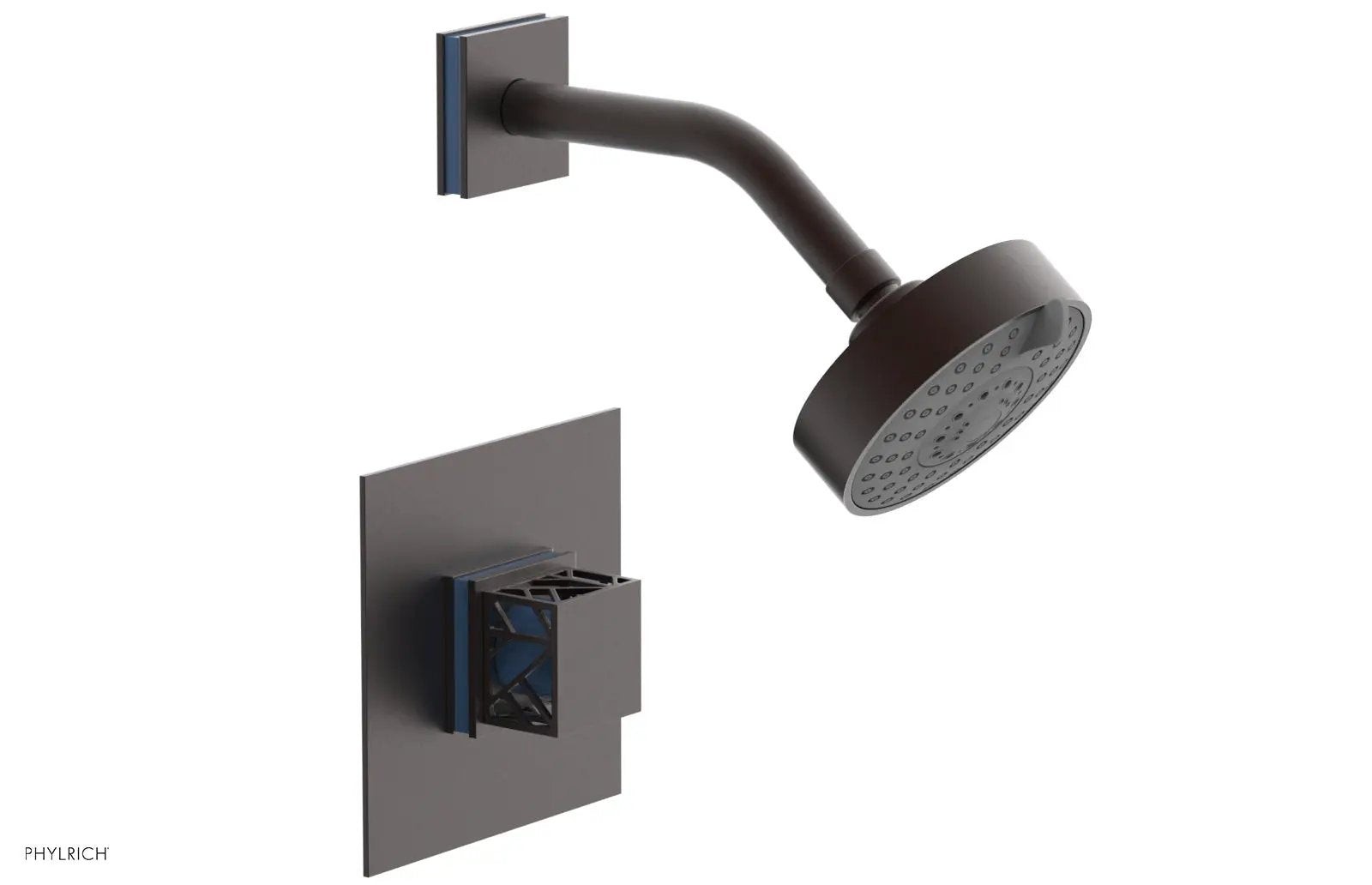 Phylrich JOLIE Pressure Balance Shower Set - Square Handle with "Light Blue" Accents by Phylrich