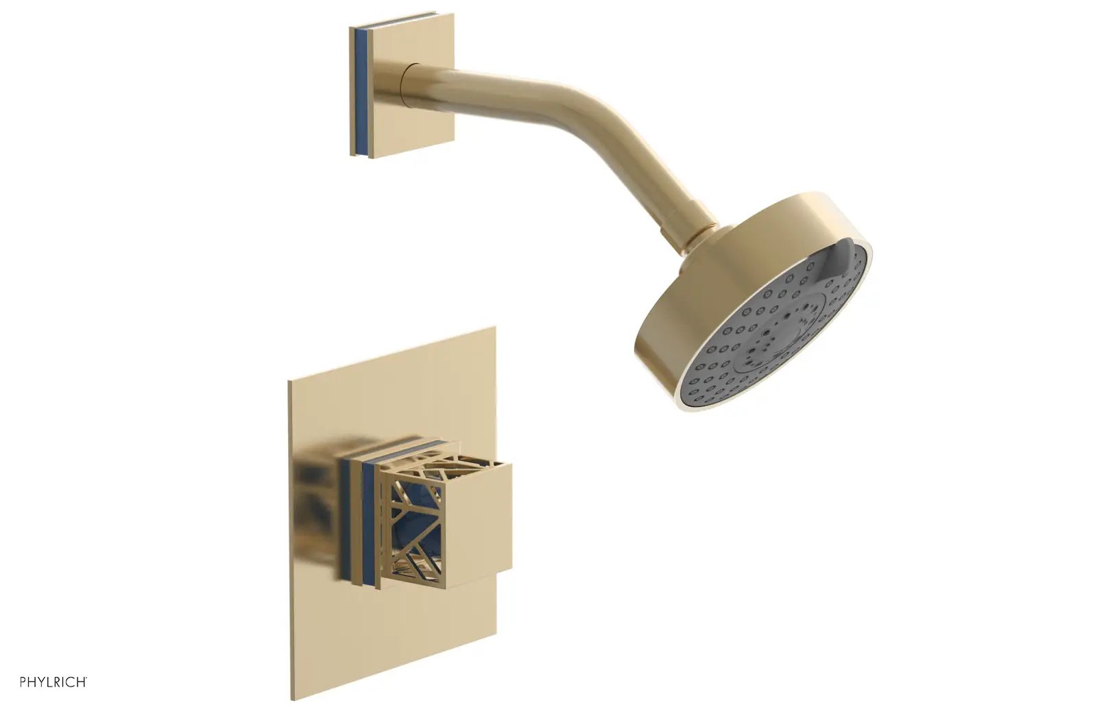 Phylrich JOLIE Pressure Balance Shower Set - Square Handle with "Light Blue" Accents by Phylrich