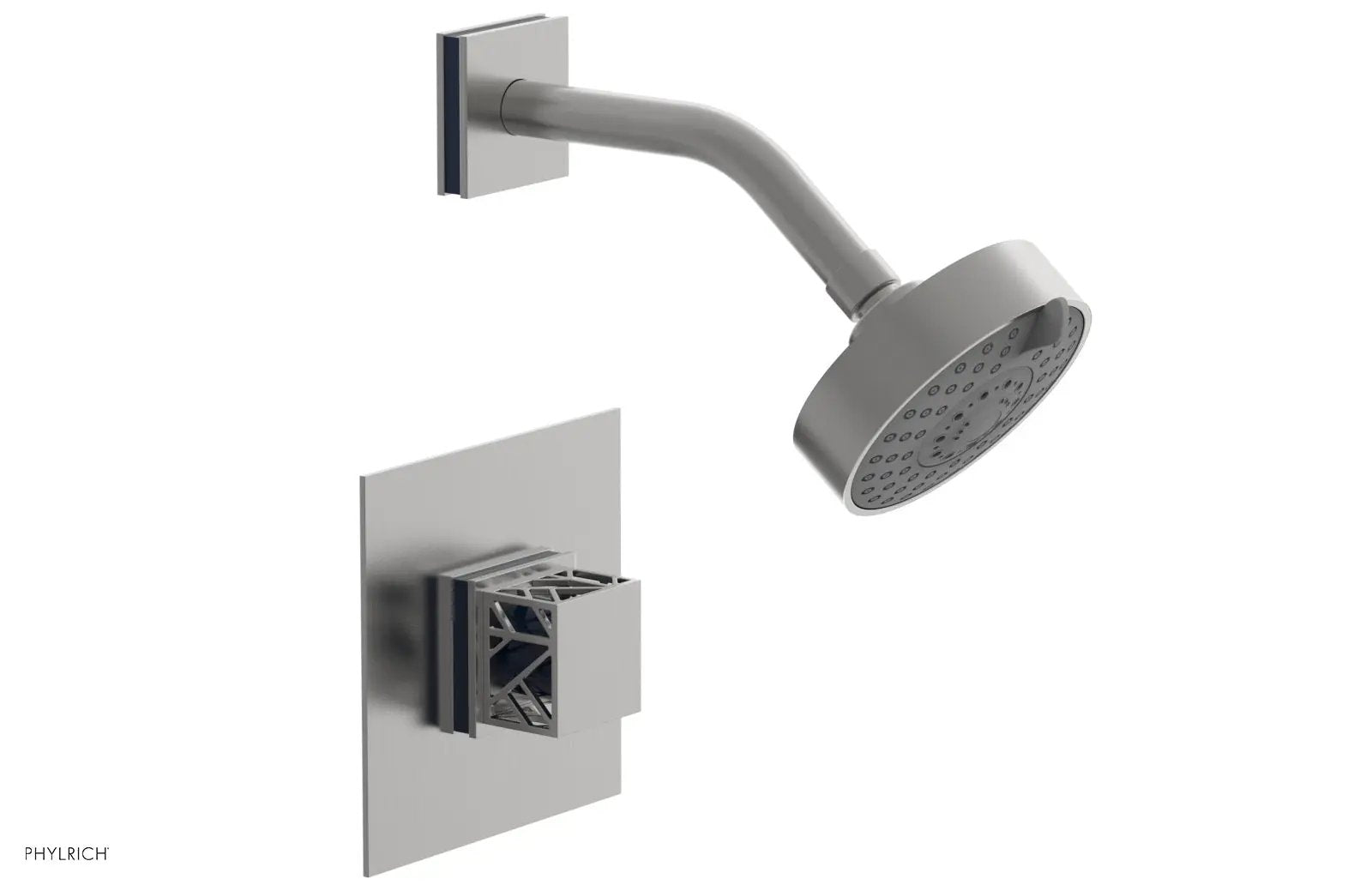 Phylrich JOLIE Pressure Balance Shower Set - Square Handle with "Navy Blue" Accents by Phylrich