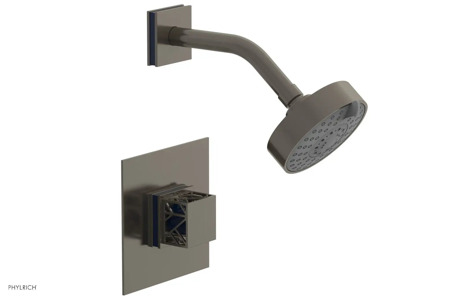 Phylrich JOLIE Pressure Balance Shower Set - Square Handle with "Navy Blue" Accents by Phylrich