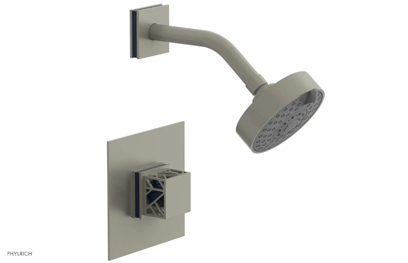 Phylrich JOLIE Pressure Balance Shower Set - Square Handle with "Navy Blue" Accents by Phylrich