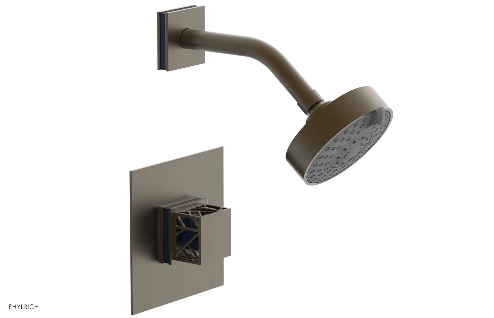 Phylrich JOLIE Pressure Balance Shower Set - Square Handle with "Navy Blue" Accents by Phylrich