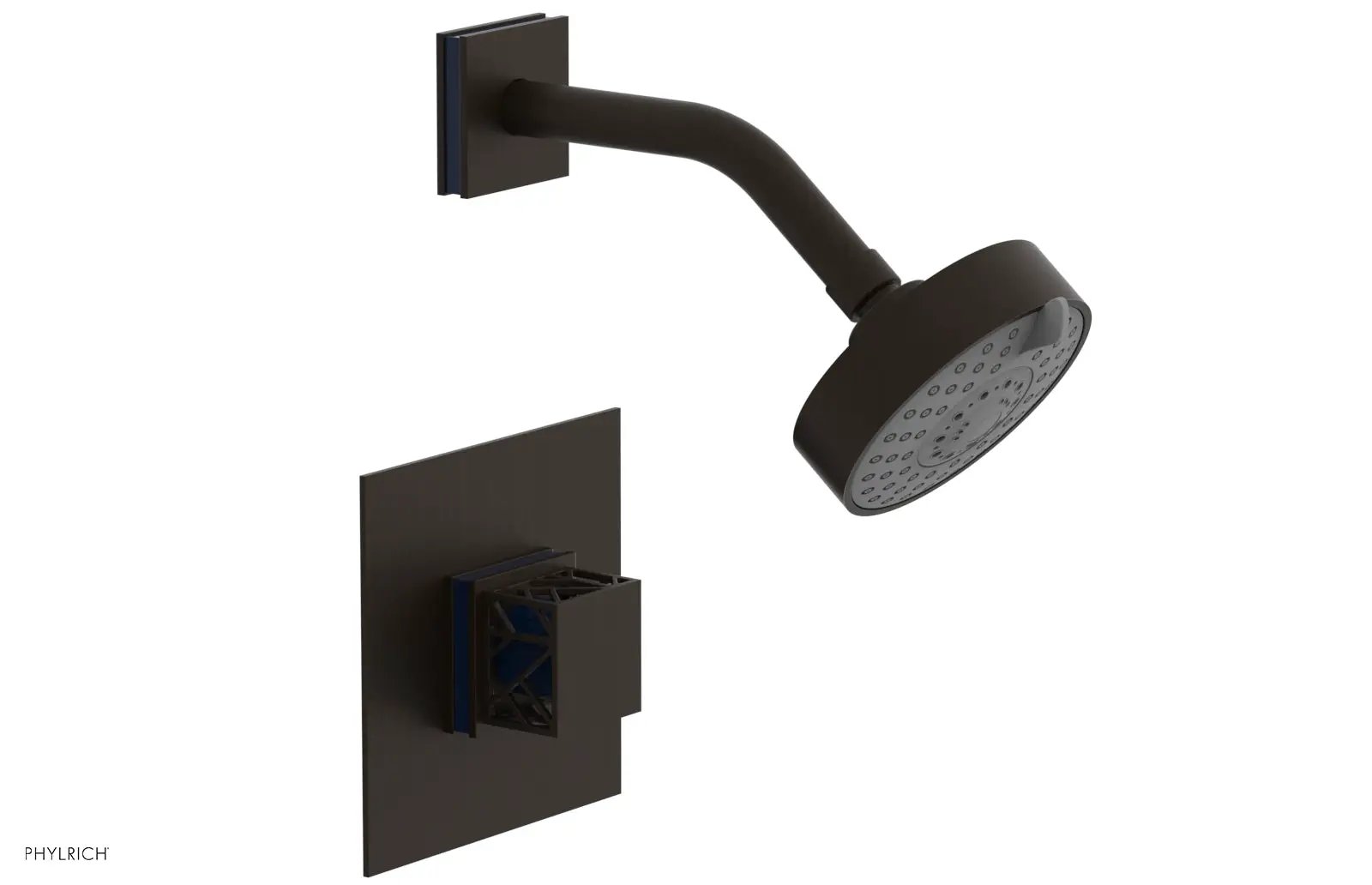Phylrich JOLIE Pressure Balance Shower Set - Square Handle with "Navy Blue" Accents by Phylrich