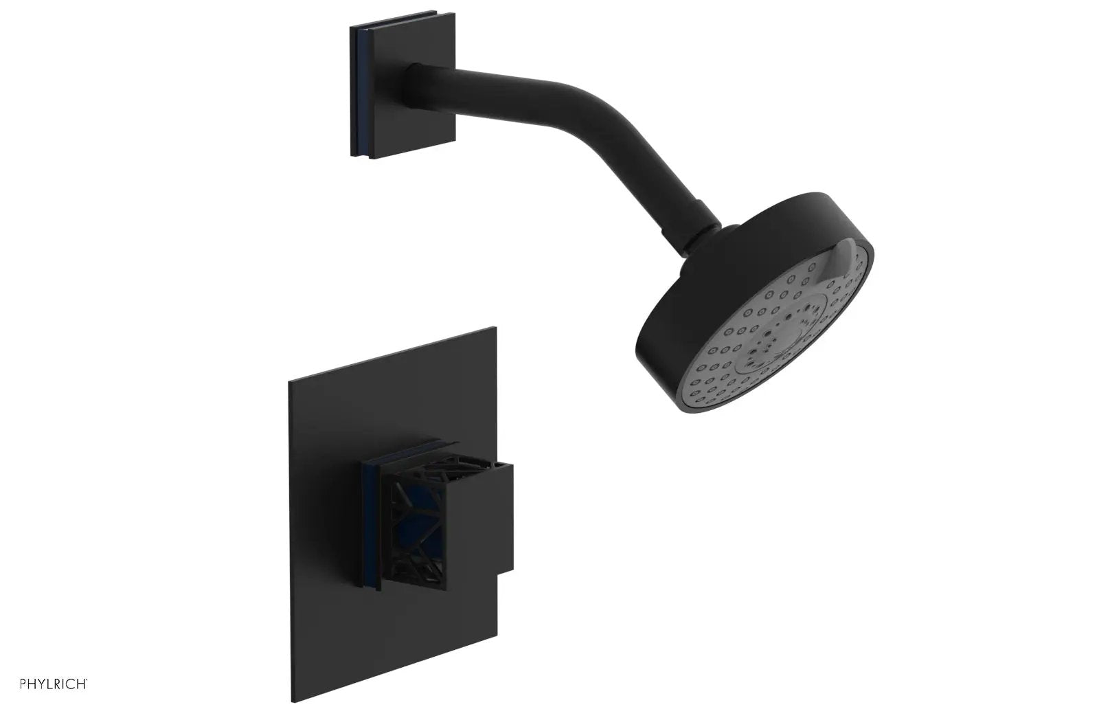 Phylrich JOLIE Pressure Balance Shower Set - Square Handle with "Navy Blue" Accents by Phylrich