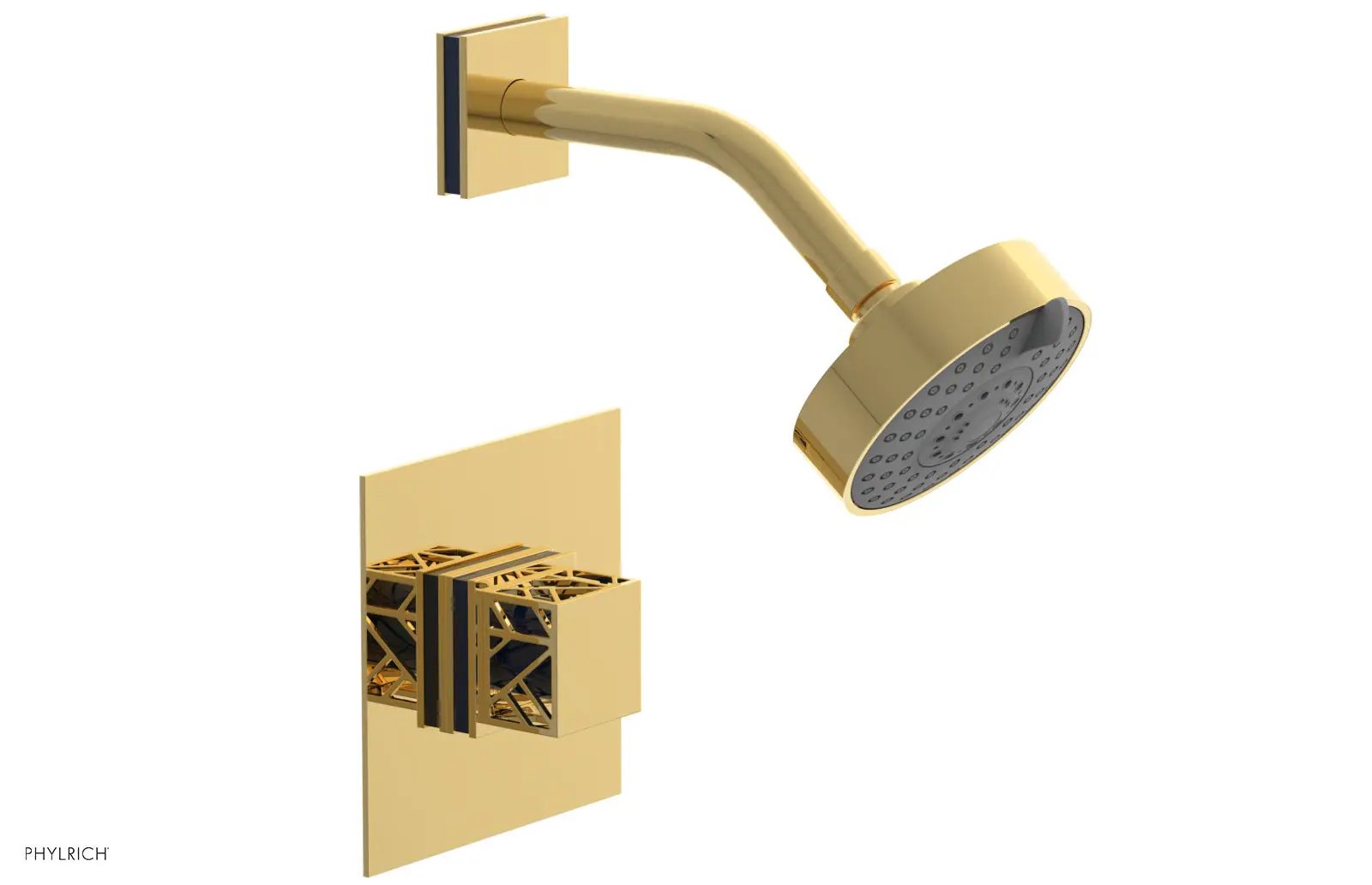 Phylrich JOLIE Pressure Balance Shower Set - Square Handle with "Navy Blue" Accents by Phylrich