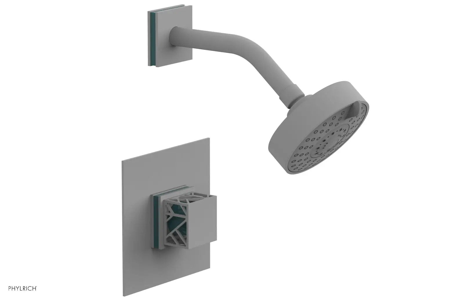 Phylrich JOLIE Pressure Balance Shower Set - Square Handle with "Turquoise" Accents by Phylrich