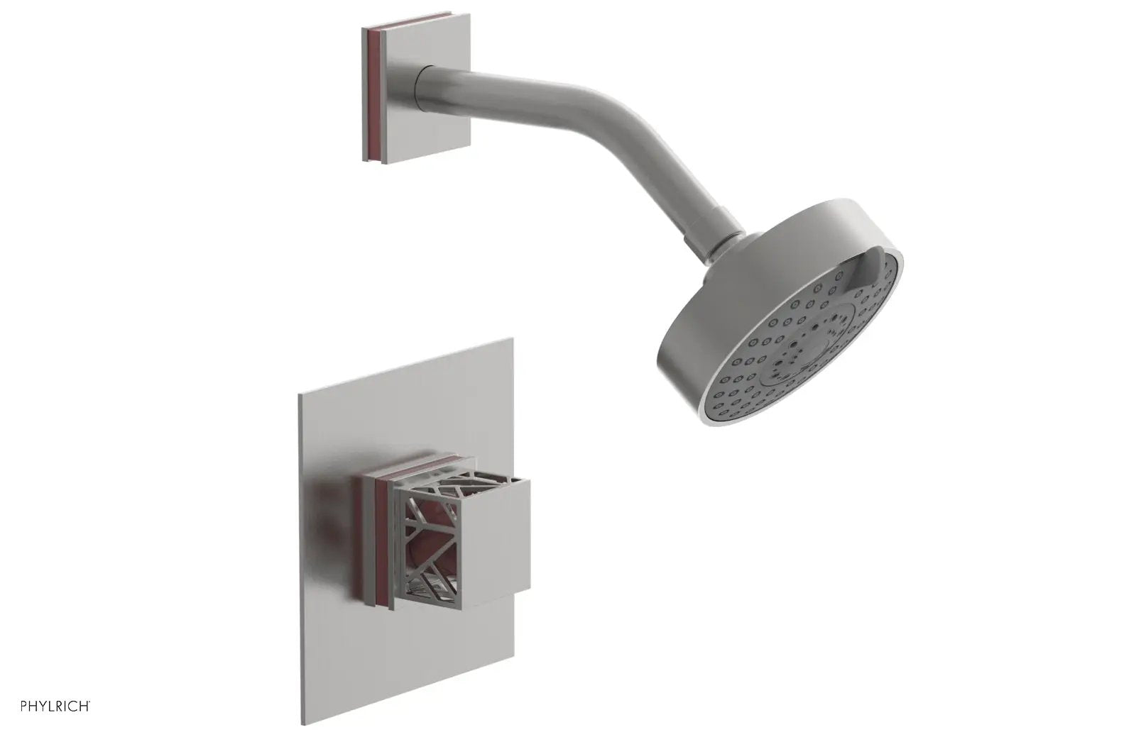 Phylrich JOLIE Pressure Balance Shower Set - Square Handle with "Pink" Accents by Phylrich