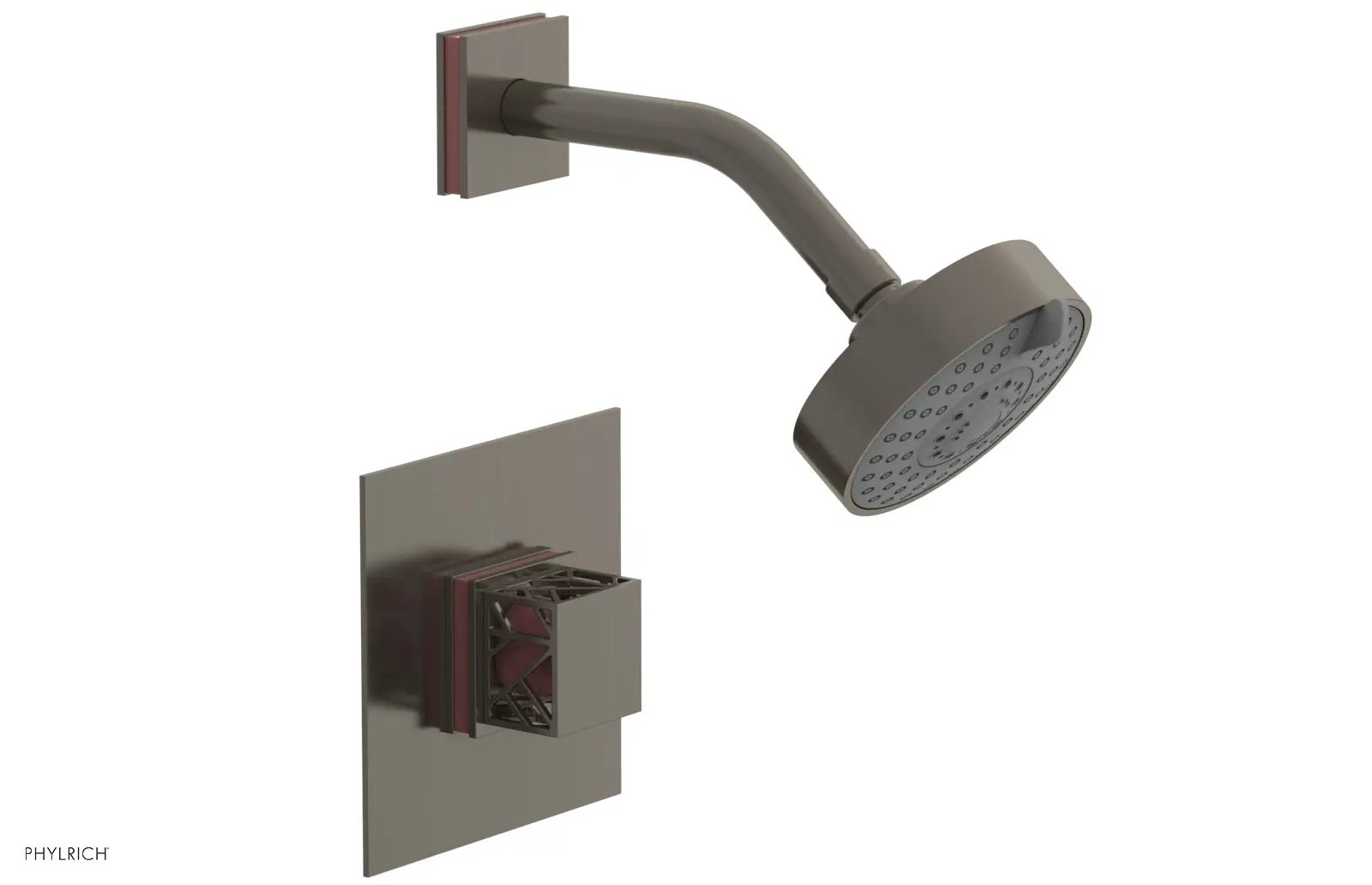 Phylrich JOLIE Pressure Balance Shower Set - Square Handle with "Pink" Accents by Phylrich